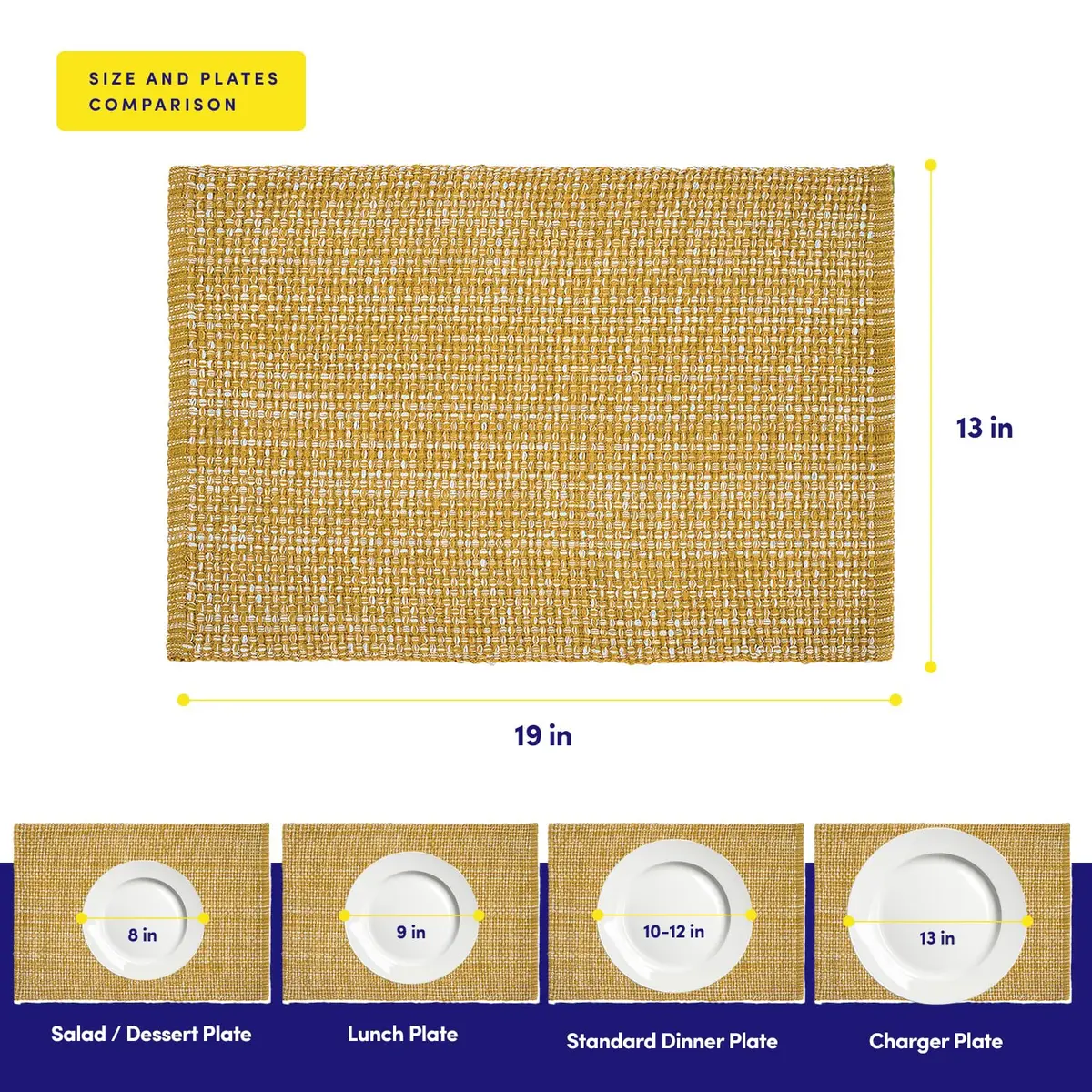 Sweet Home Collection 100% Cotton Placemats for Dining Room Rectangle 13" x 19" | Elegant Table Mat Set - view 8