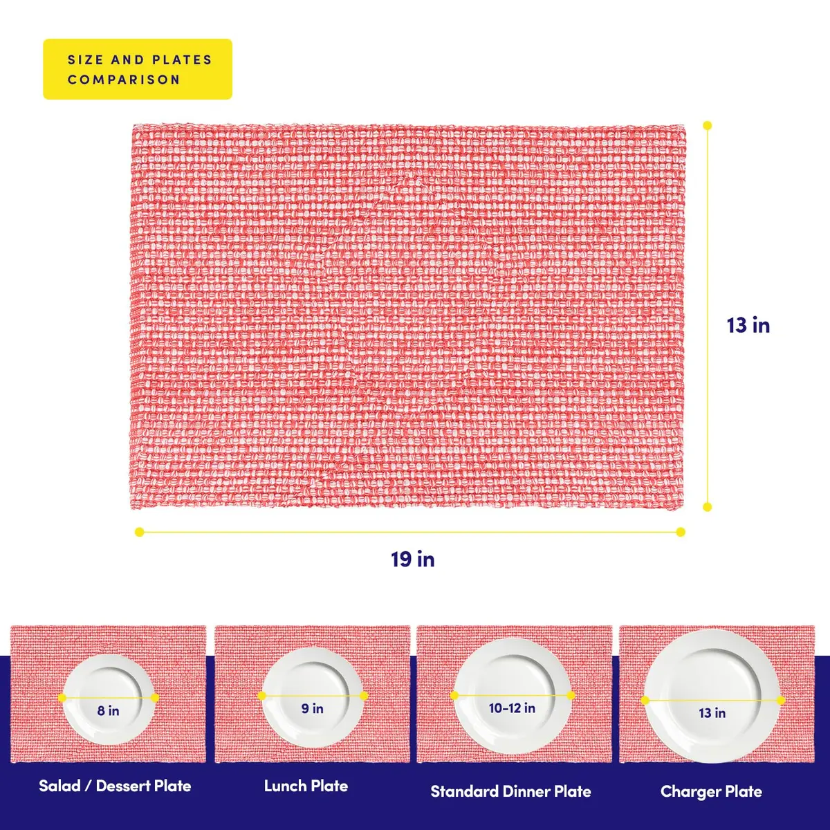 Sweet Home Collection 100% Cotton Placemats for Dining Room | Elegant Two-Tone Woven Fabric, 13" x 19" (Set of 4, Pink) - view 8