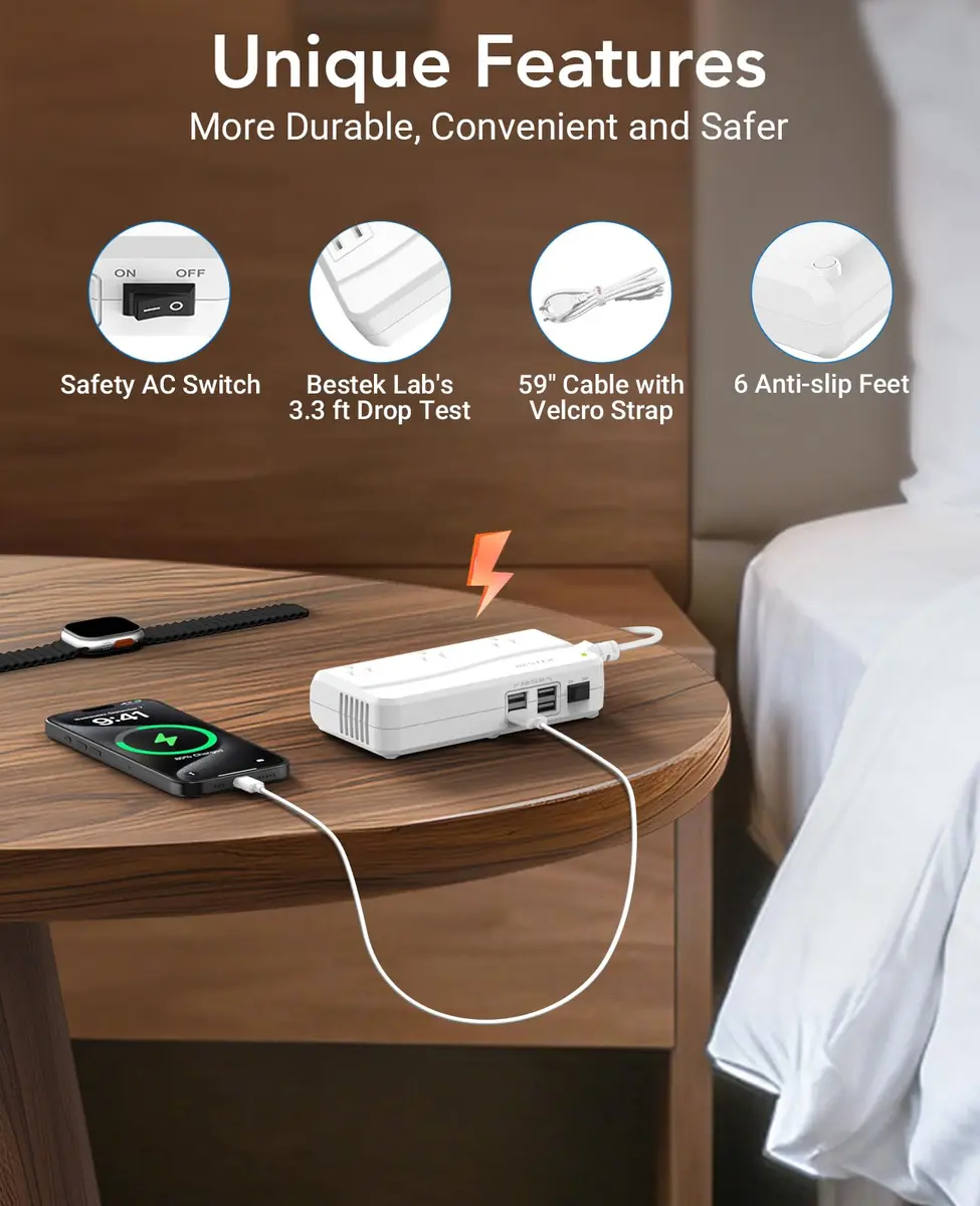 BESTEK Universal Travel Adapter 220V to 110V Converter | 7-in-1 Power Adapter for Worldwide Use - view 4