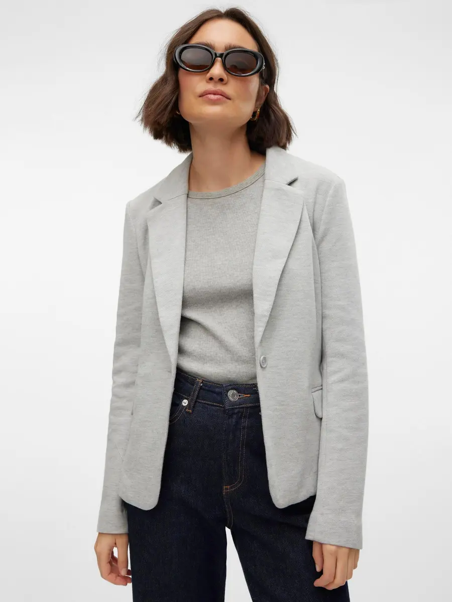 VERO MODA Julia Blazer EU 34 | Grey, Classic Fit, Long Sleeve, Button Closure - view 5