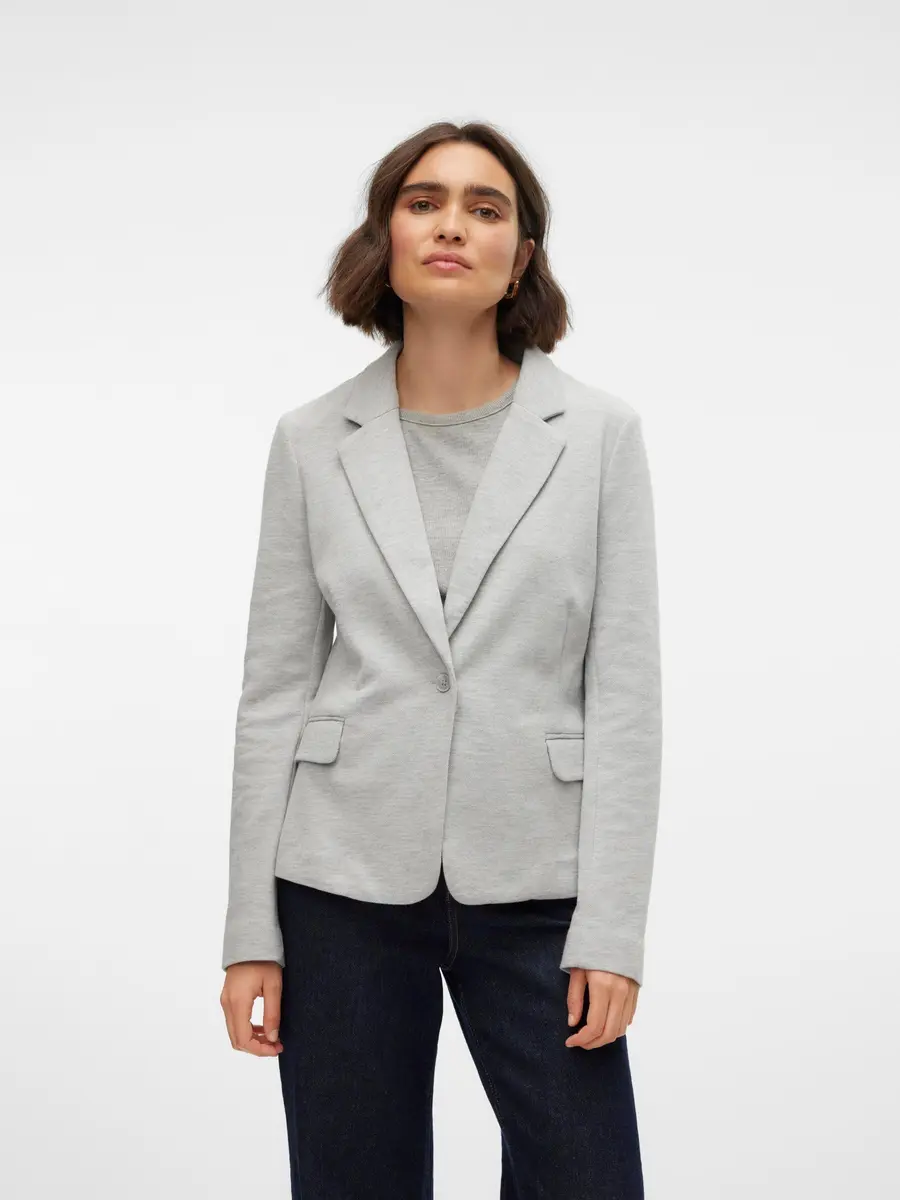 VERO MODA Julia Blazer EU 34 | Grey, Classic Fit, Long Sleeve, Button Closure - view 2