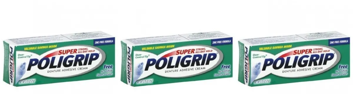 Poligrip Denture Adhesive Cream 0.75 Oz Travel Size | Strong All Day Hold, Zinc-Free - main product image