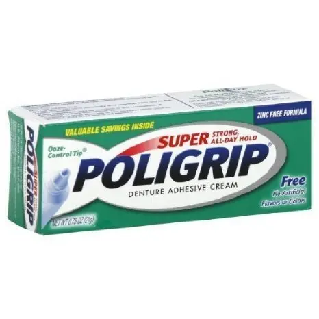 Poligrip Denture Adhesive Cream 0.75 Oz Travel Size | Strong All Day Hold, Zinc-Free - view 2