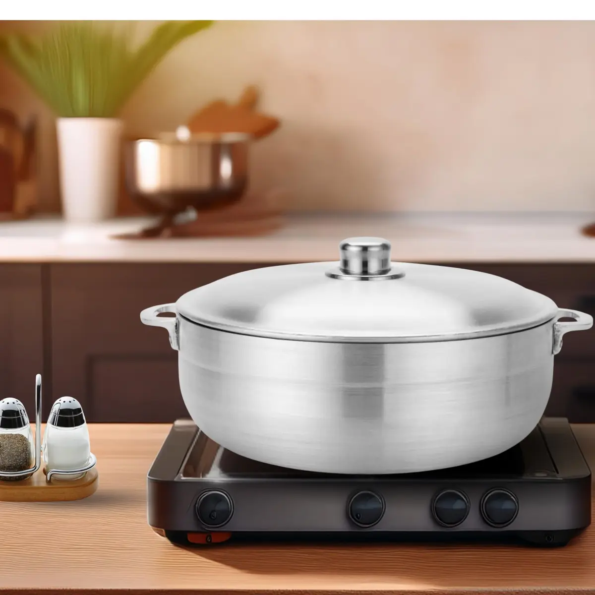 Alpine Cuisine 13-Quart Aluminum Caldero Pot | Heavy-Duty Dutch Oven for Large Family Meals, Stews & Rice - view 6