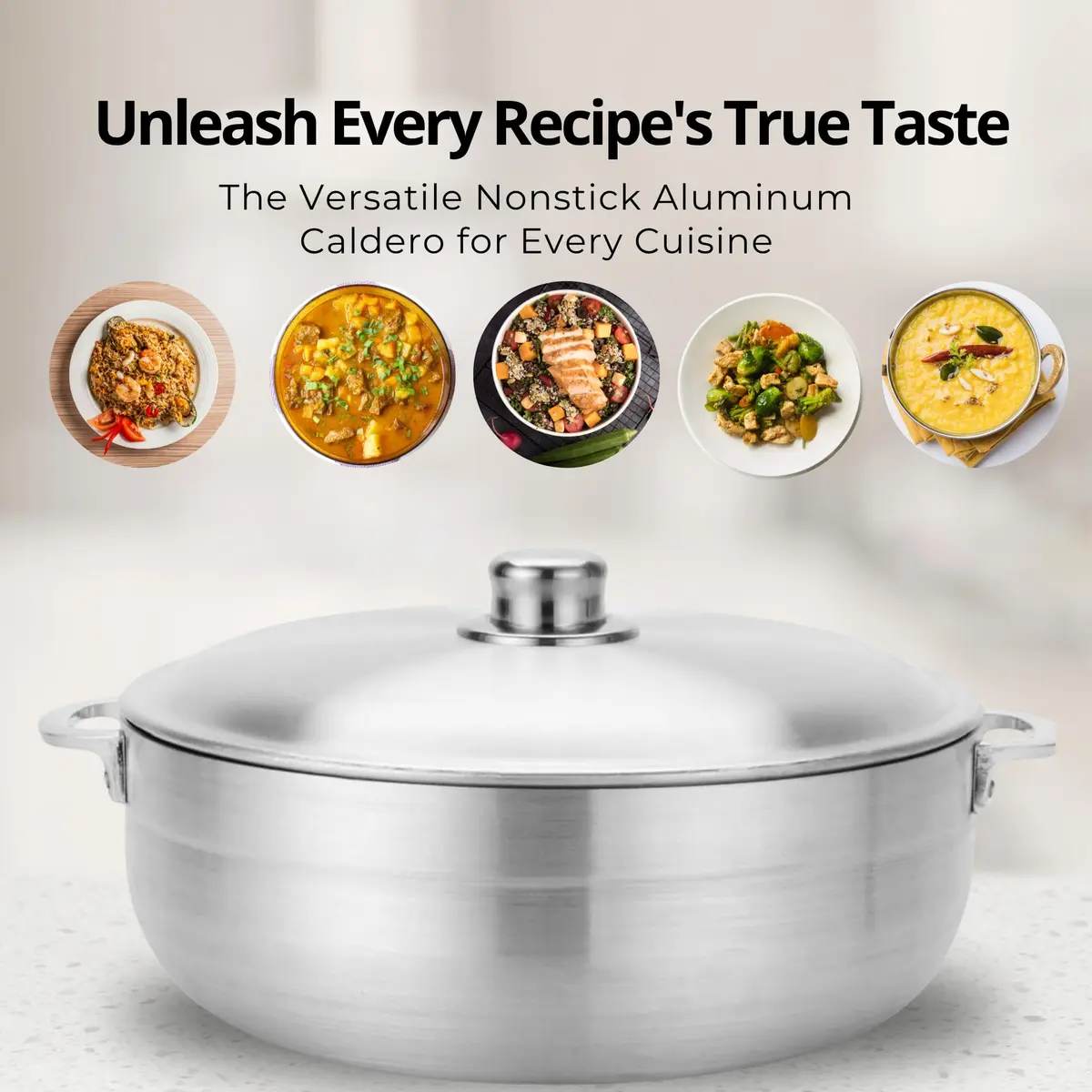 Alpine Cuisine 13-Quart Aluminum Caldero Pot | Heavy-Duty Dutch Oven for Large Family Meals, Stews & Rice - view 2