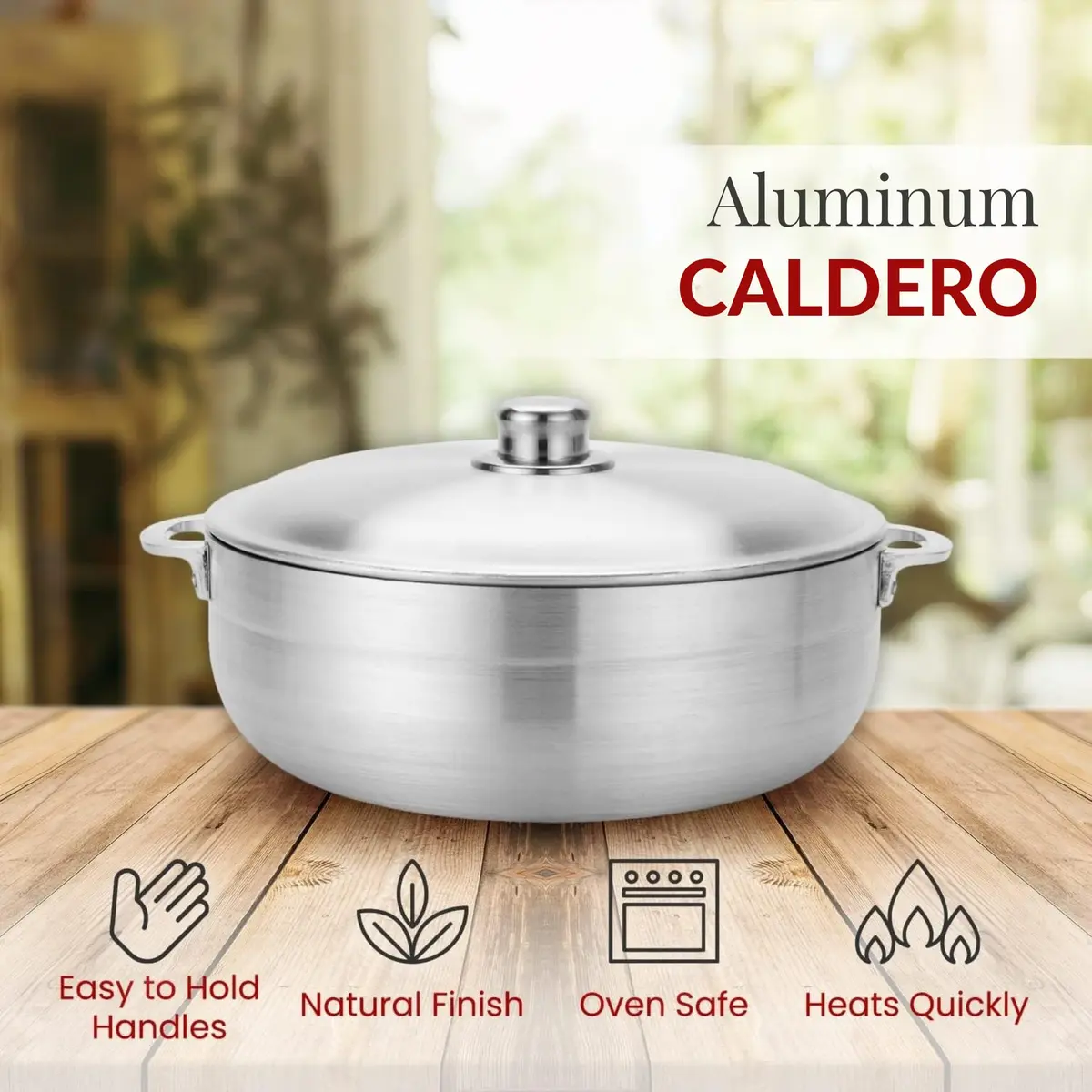 Alpine Cuisine 13-Quart Aluminum Caldero Pot | Heavy-Duty Dutch Oven for Large Family Meals, Stews & Rice - view 4