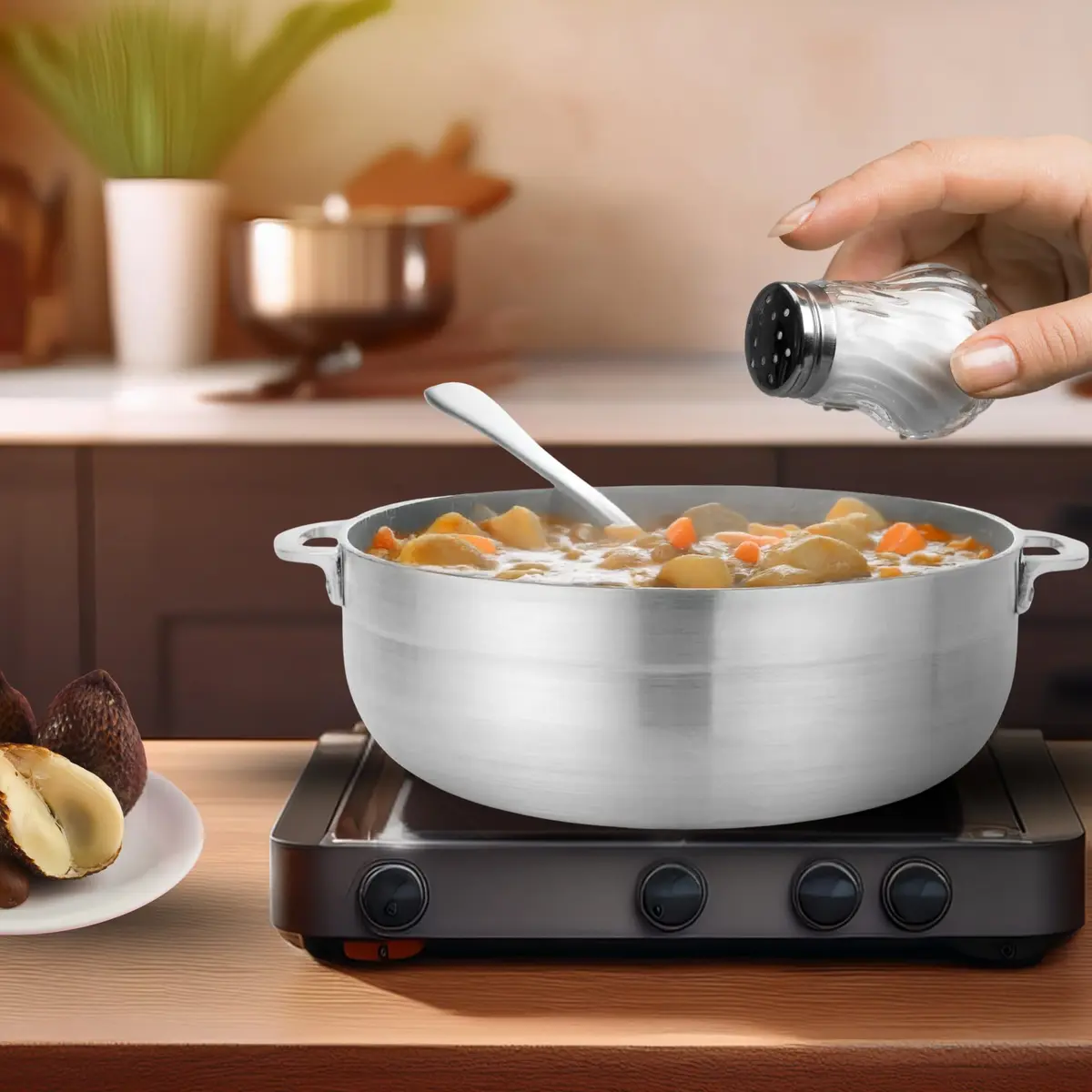 Alpine Cuisine 3.5-Quart Nonstick Aluminum Caldero Pot with Lid | Easy Clean & Durable Cookware - view 2