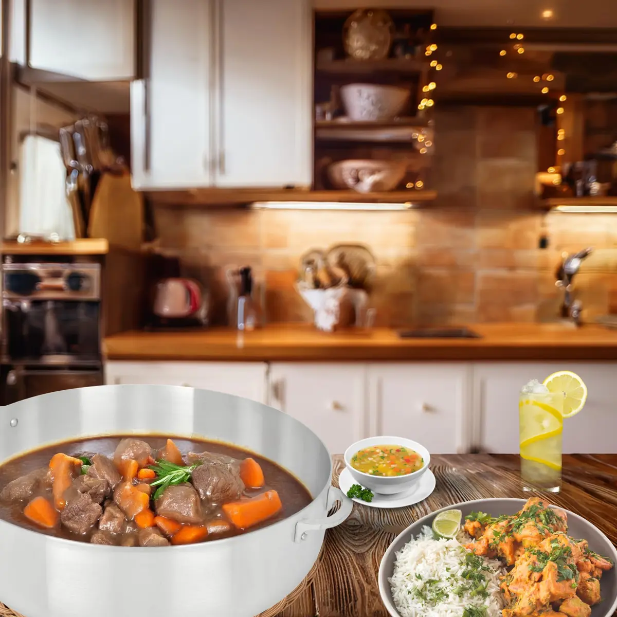 Alpine Cuisine 3.5-Quart Nonstick Aluminum Caldero Pot with Lid | Easy Clean & Durable Cookware - view 3