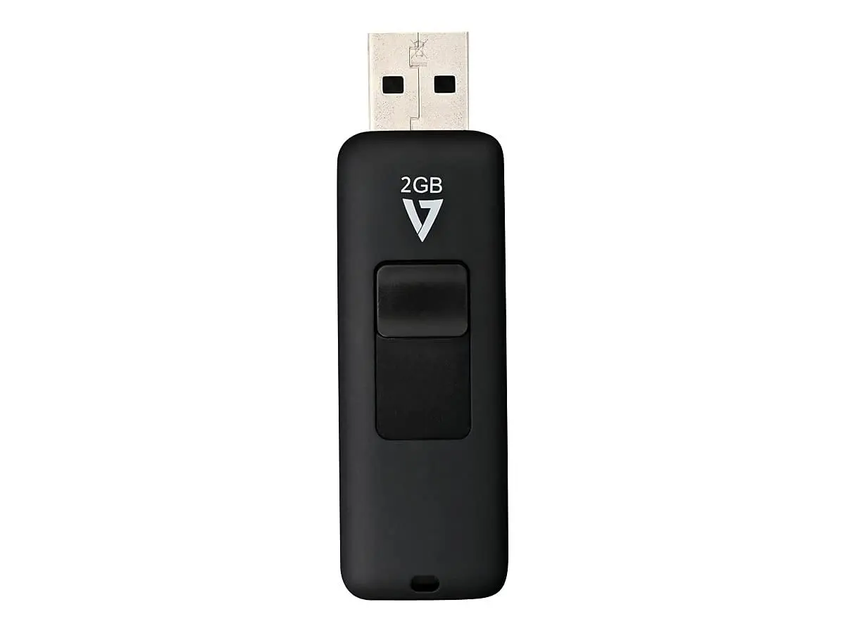 V7 2GB USB 2.0 Flash Drive with Retractable Connector, Black | High-Speed Data Transfer - view 2