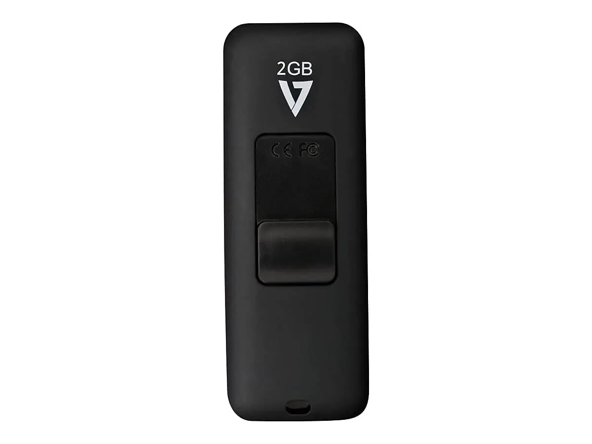 V7 2GB USB 2.0 Flash Drive with Retractable Connector, Black | High-Speed Data Transfer - view 3
