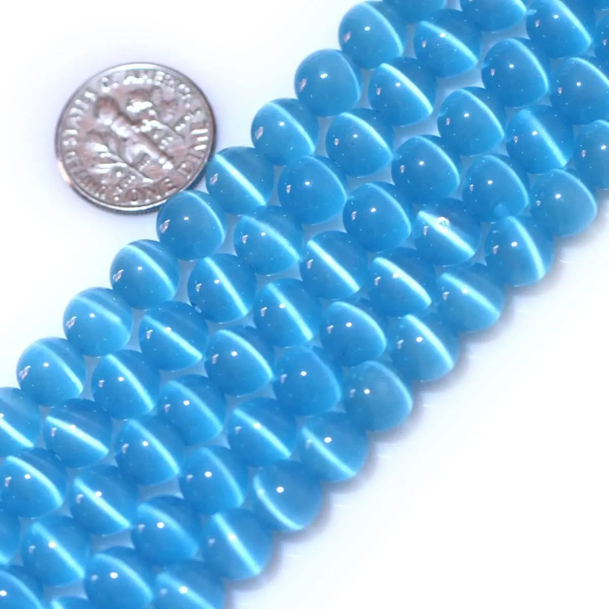HAAMIIQII Blue Cat Eye Beads 6mm | Luminous Gemstone Jewelry Beads for DIY Crafts - main product image