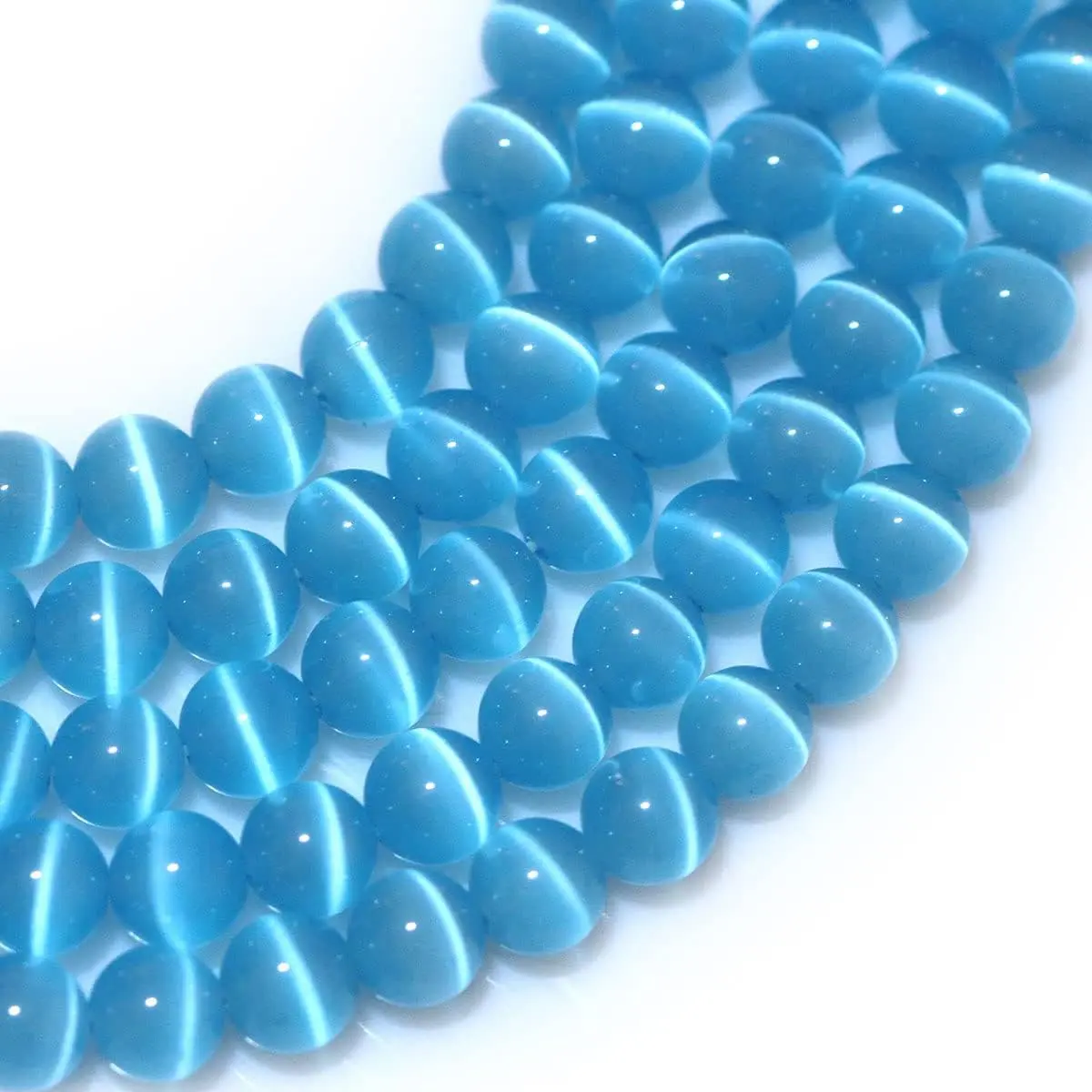 HAAMIIQII Blue Cat Eye Beads 6mm | Luminous Gemstone Jewelry Beads for DIY Crafts - view 2