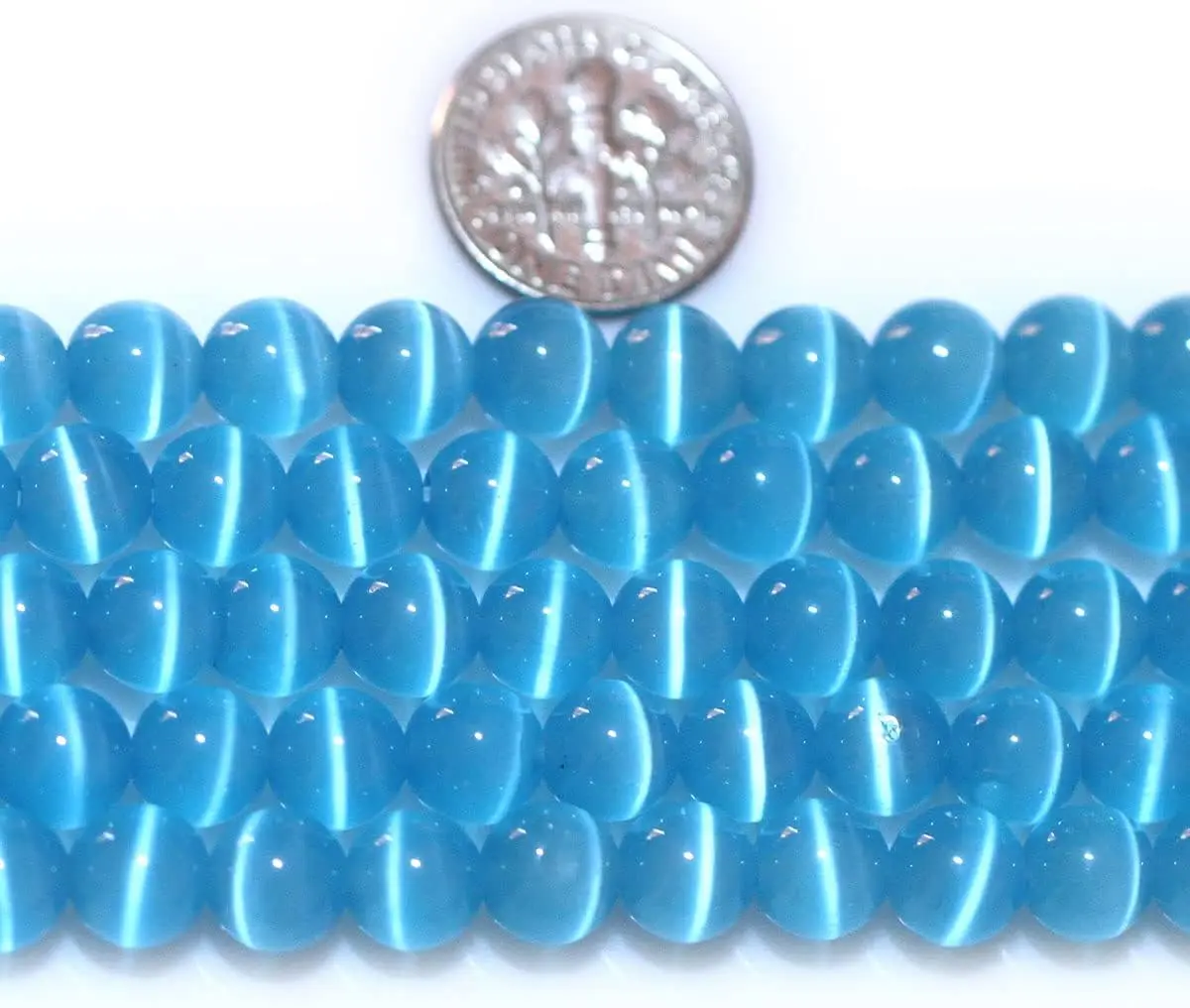 HAAMIIQII Blue Cat Eye Beads 6mm | Luminous Gemstone Jewelry Beads for DIY Crafts - view 3