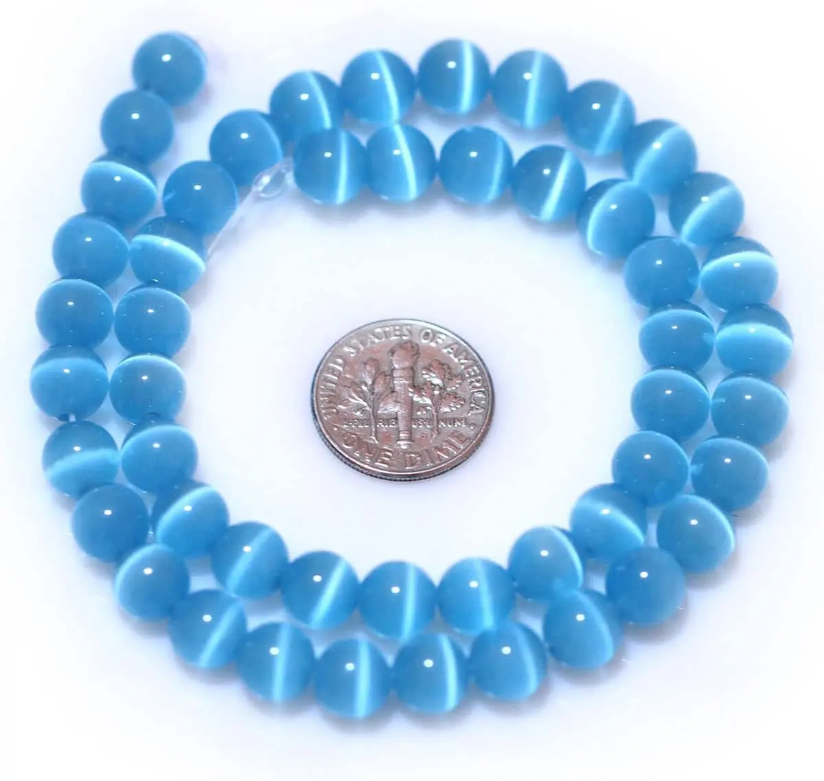 HAAMIIQII Blue Cat Eye Beads 6mm | Luminous Gemstone Jewelry Beads for DIY Crafts - view 4