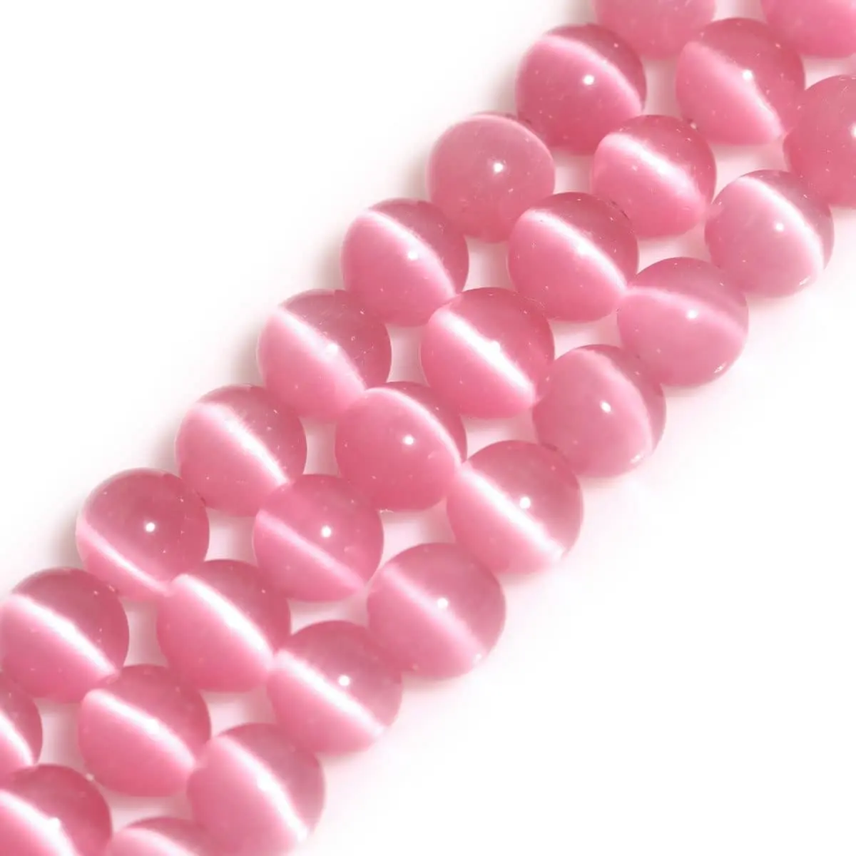 HAAMIIQII Pink Cat Eye Beads 6mm | Luminous Gemstone Jewelry Beads for DIY Crafts - main product image