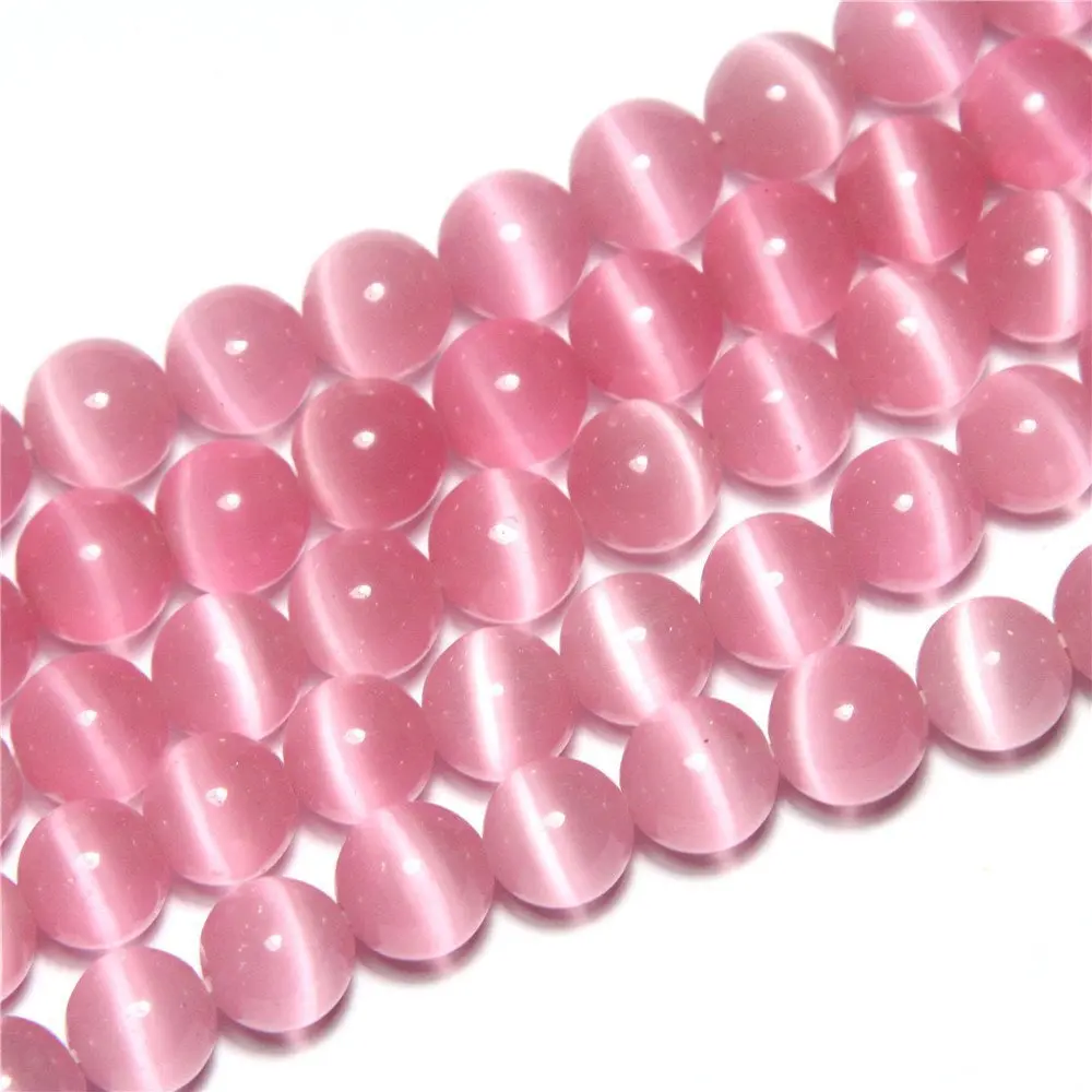 HAAMIIQII Pink Cat Eye Beads 6mm | Luminous Gemstone Jewelry Beads for DIY Crafts - view 2