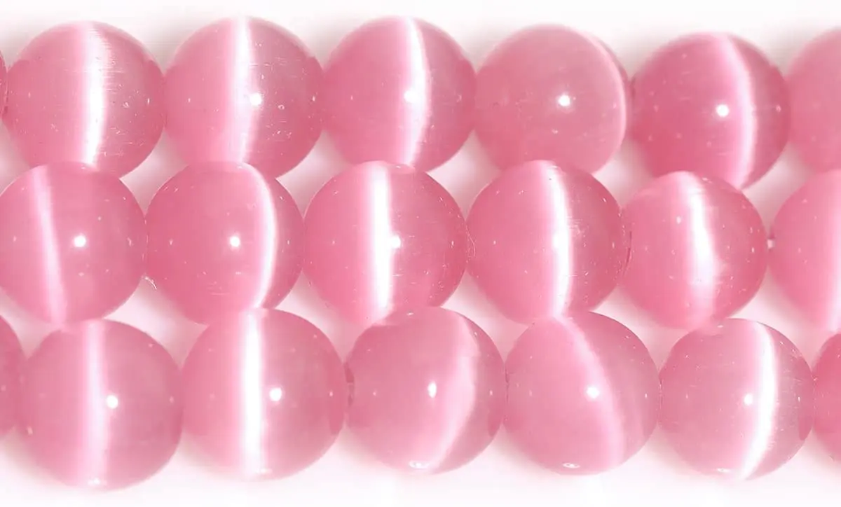 HAAMIIQII Pink Cat Eye Beads 6mm | Luminous Gemstone Jewelry Beads for DIY Crafts - view 3
