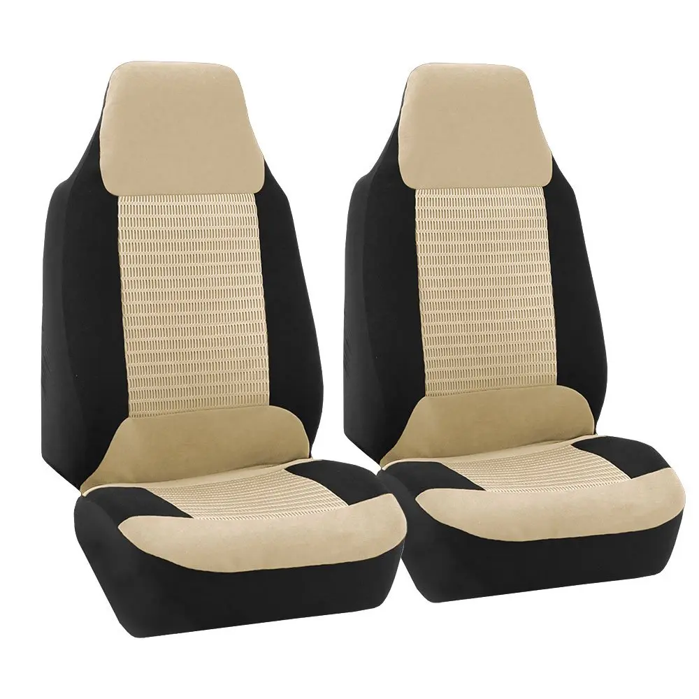 FH Group Front Set Cloth Car Seat Cover for Bucket Seats | Universal Fit & Airbag Compatible (70-120 chars) - main product image