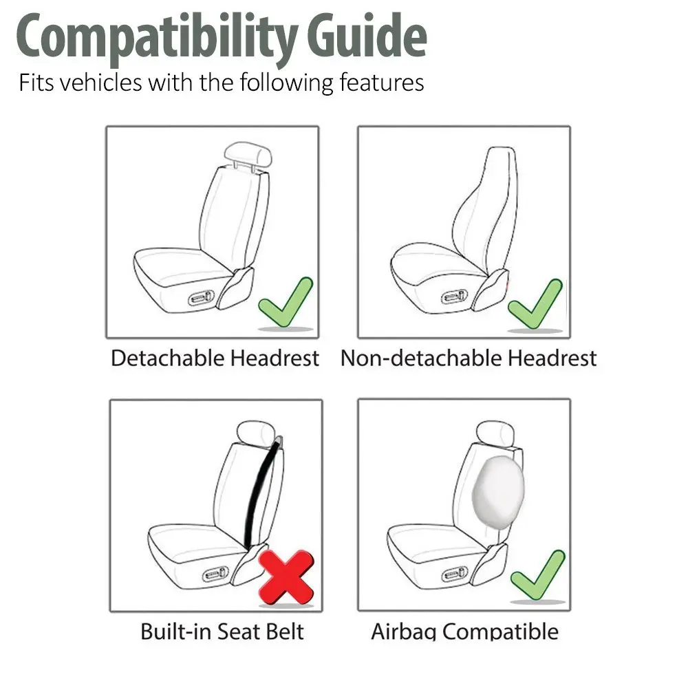 FH Group Front Set Cloth Car Seat Cover for Bucket Seats | Universal Fit & Airbag Compatible (70-120 chars) - view 3