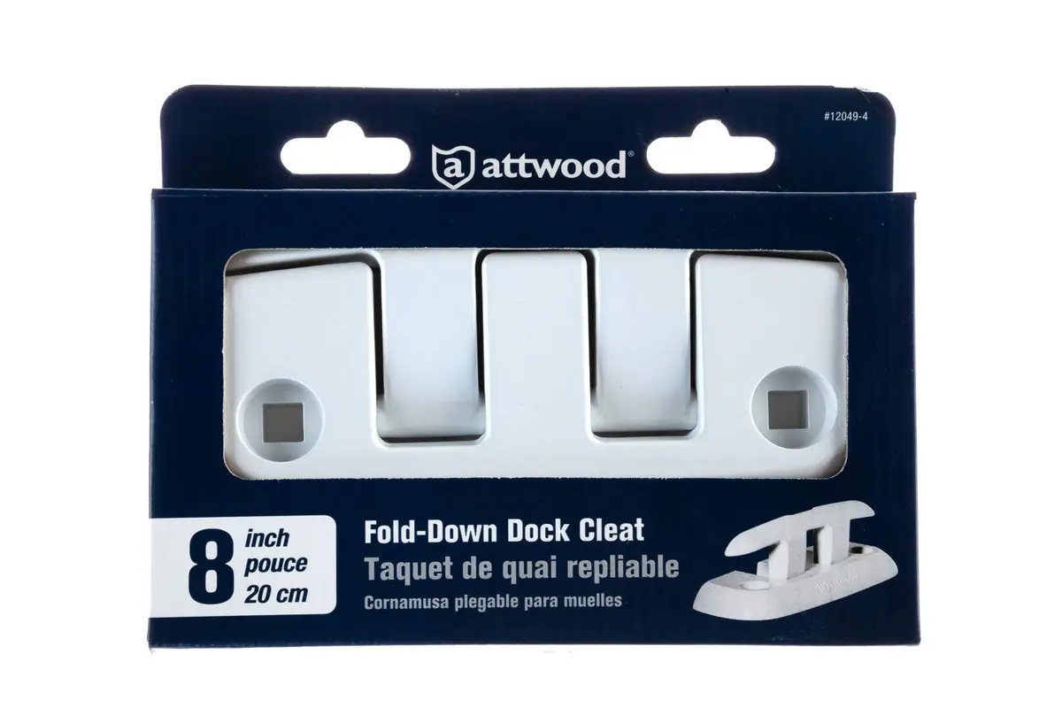 attwood 8-inch Fold-Down Dock Cleat White Marine-Grade Aluminum | Secure & Corrosion-Resistant (70-120 chars) - view 6