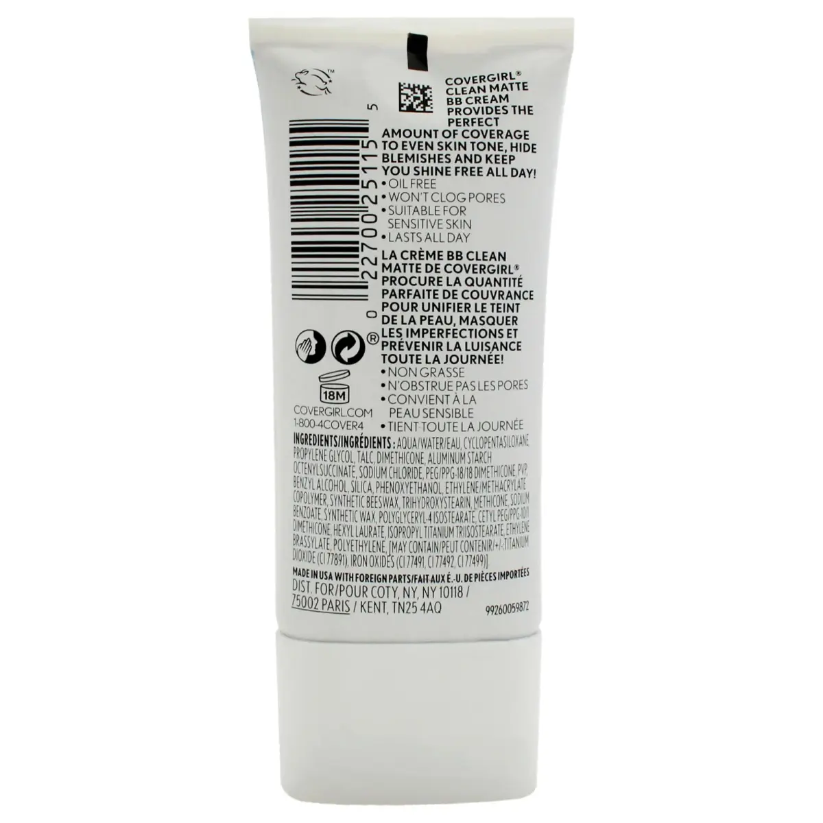 COVERGIRL Clean Matte BB Cream Medium/Deep - 550 29.57ml (1 Fl Oz) | Oil-Free, Cruelty-Free Foundation - view 2