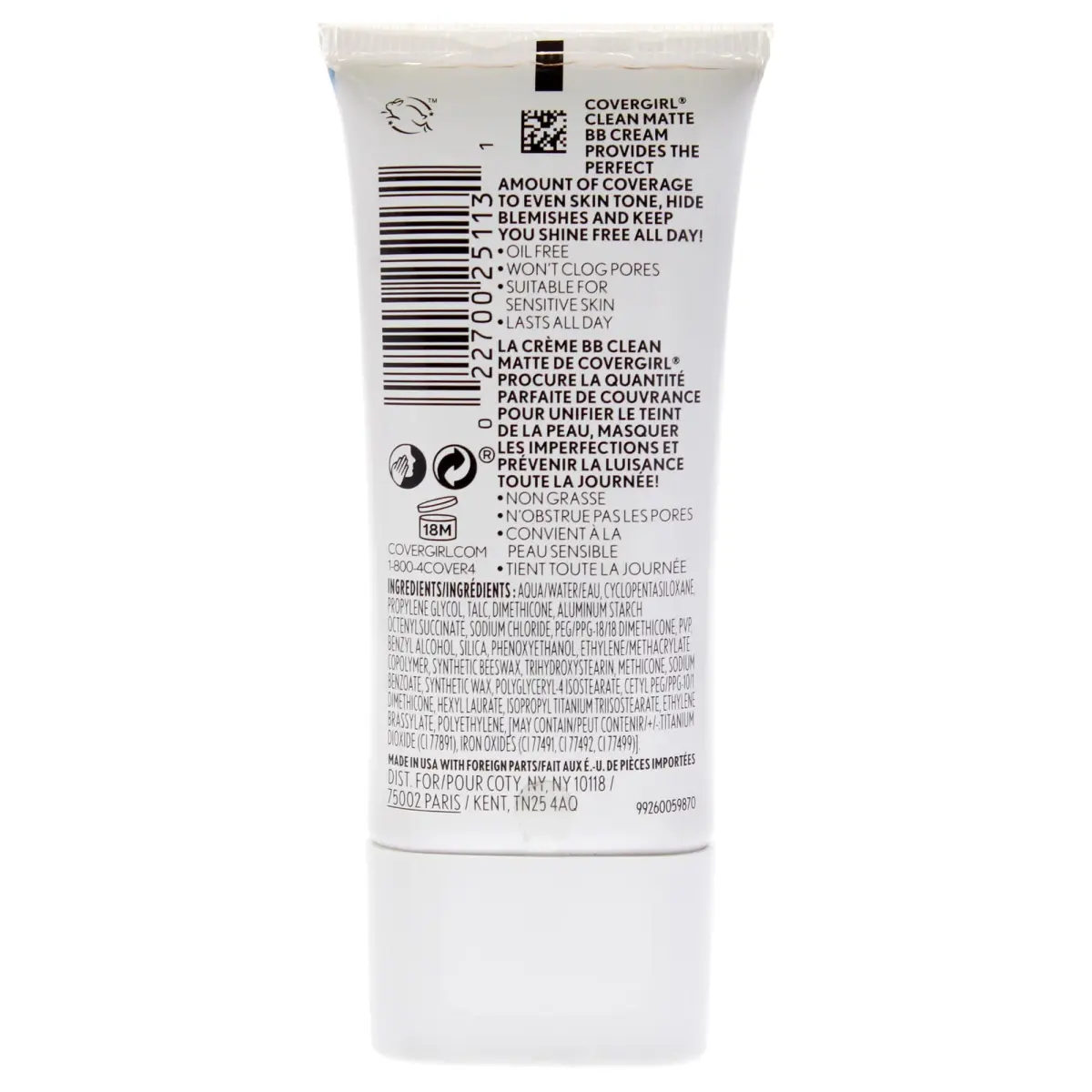 COVERGIRL Clean Matte BB Cream Light/Medium (29.57ml / 1 Fl Oz) | Oil-Free, Cruelty-Free Face Makeup - view 2
