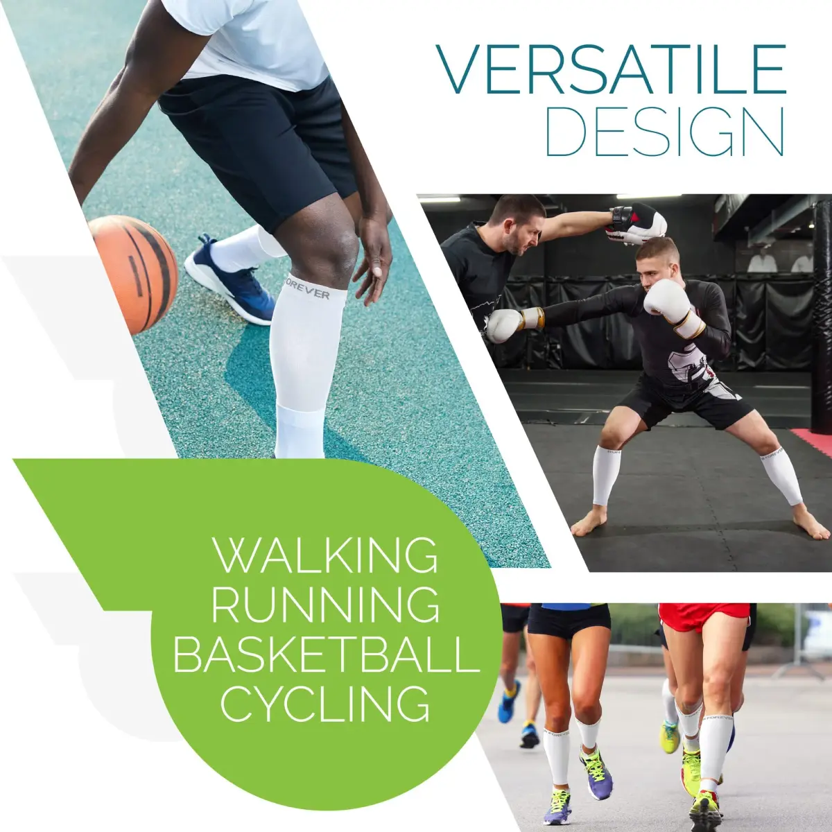Run Forever Calf Compression Sleeve Medium White | 20-30mmHg Graduated Compression for Pain Relief & Recovery - view 8