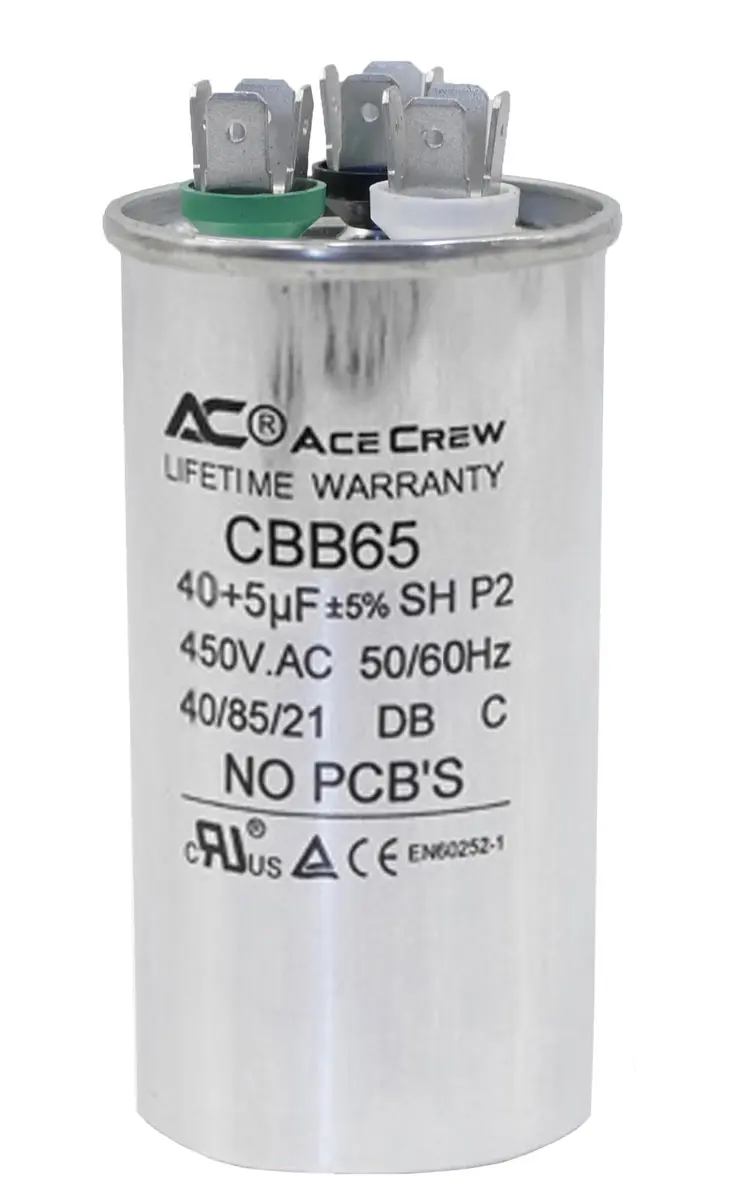 Ace Crew 40+5uF Dual Run Capacitor 370V/440V | HVAC Air Conditioner, Heat Pump, Fan Motor Start - main product image