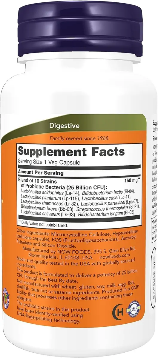 Now Foods Probiotic-10 25 Billion | Unisex Digestive Support Capsule Pack of 2 - view 2