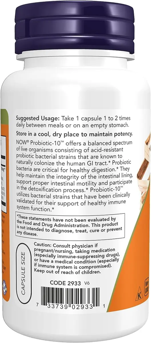 Now Foods Probiotic-10 25 Billion | Unisex Digestive Support Capsule Pack of 2 - view 3