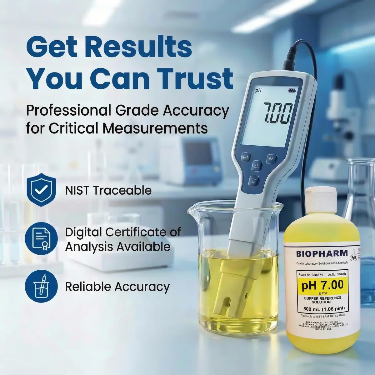 Biopharm pH Calibration Buffer 3-Pack 500 mL | NIST Calibrated, Traceable, Easy Identification - view 5