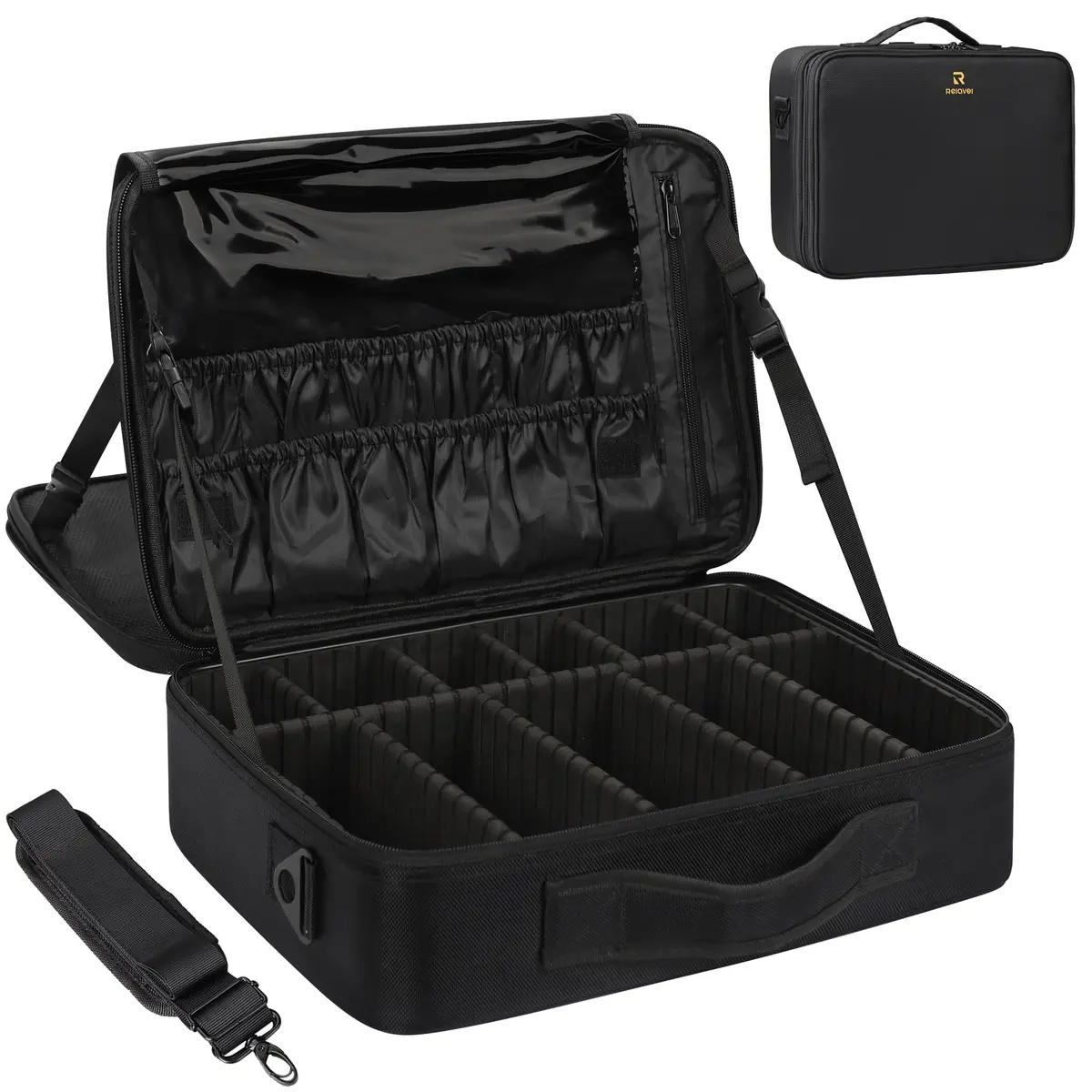 MONSTINA Large Makeup Case 40.2cm x 28.5cm x 14cm | 3 Layers Waterproof Organizer for Hair & Cosmetics - main product image
