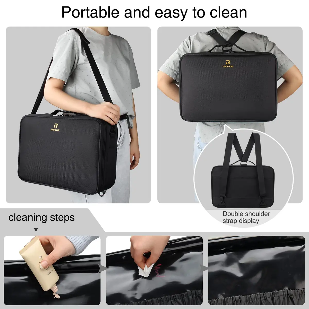 MONSTINA Large Makeup Case 40.2cm x 28.5cm x 14cm | 3 Layers Waterproof Organizer for Hair & Cosmetics - view 8