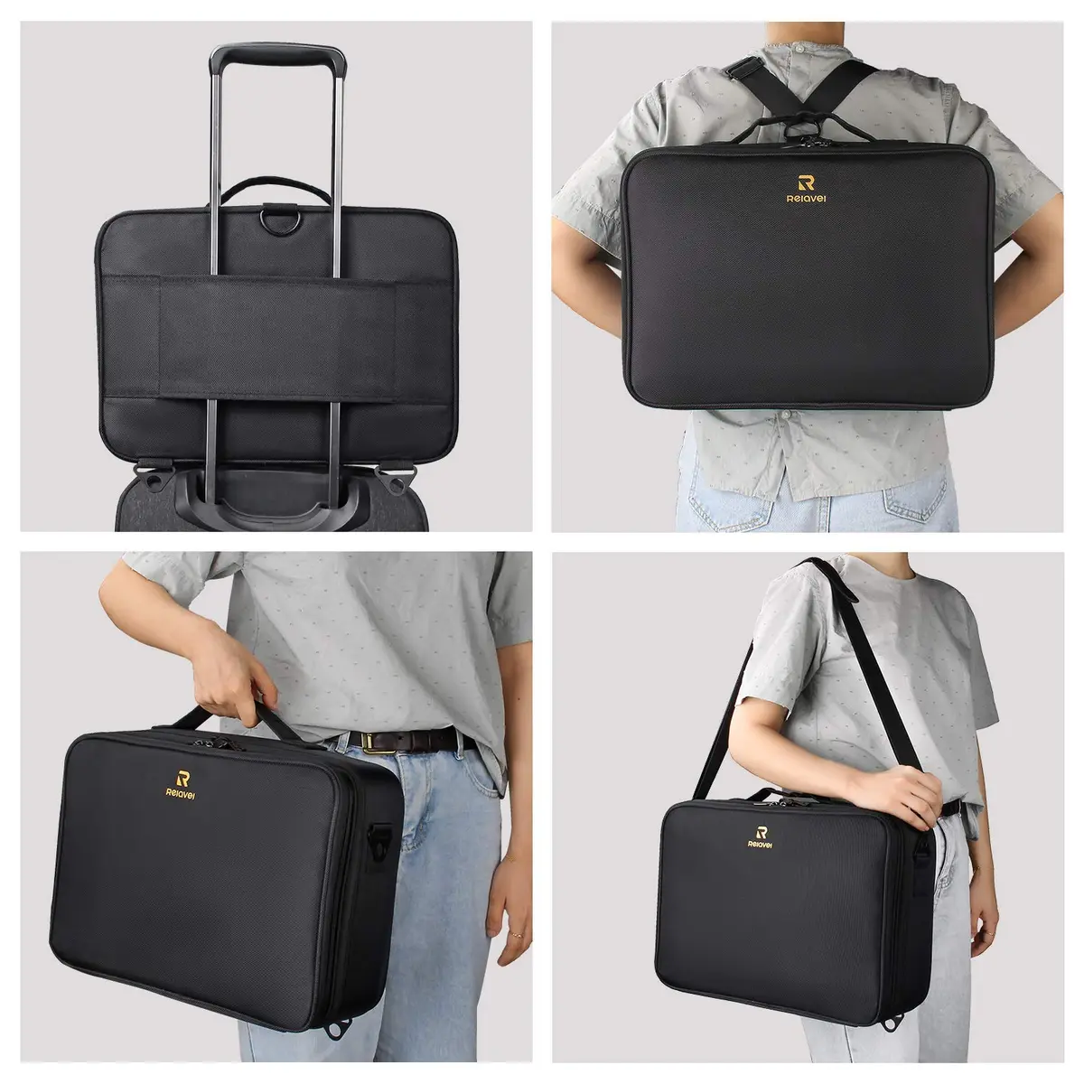 MONSTINA Large Makeup Case 40.2cm x 28.5cm x 14cm | 3 Layers Waterproof Organizer for Hair & Cosmetics - view 3