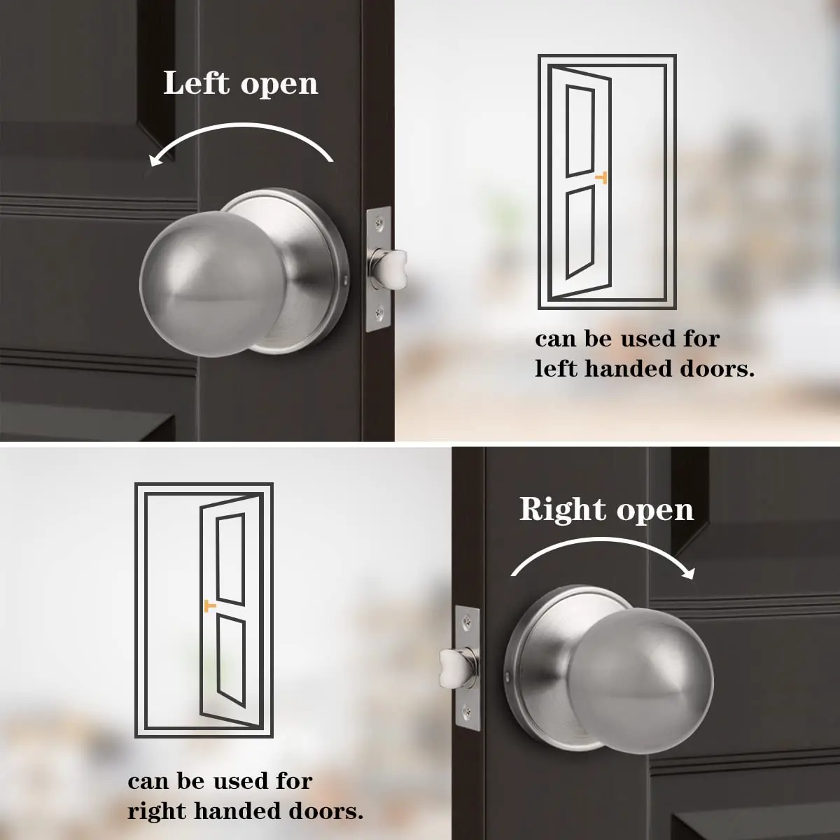 Probrico Passage Door Knobs Brushed Nickel 3 Pack | Interior Hall/Closet Handles, Easy Install, ANSI Grade 3 (70-120c) - view 7