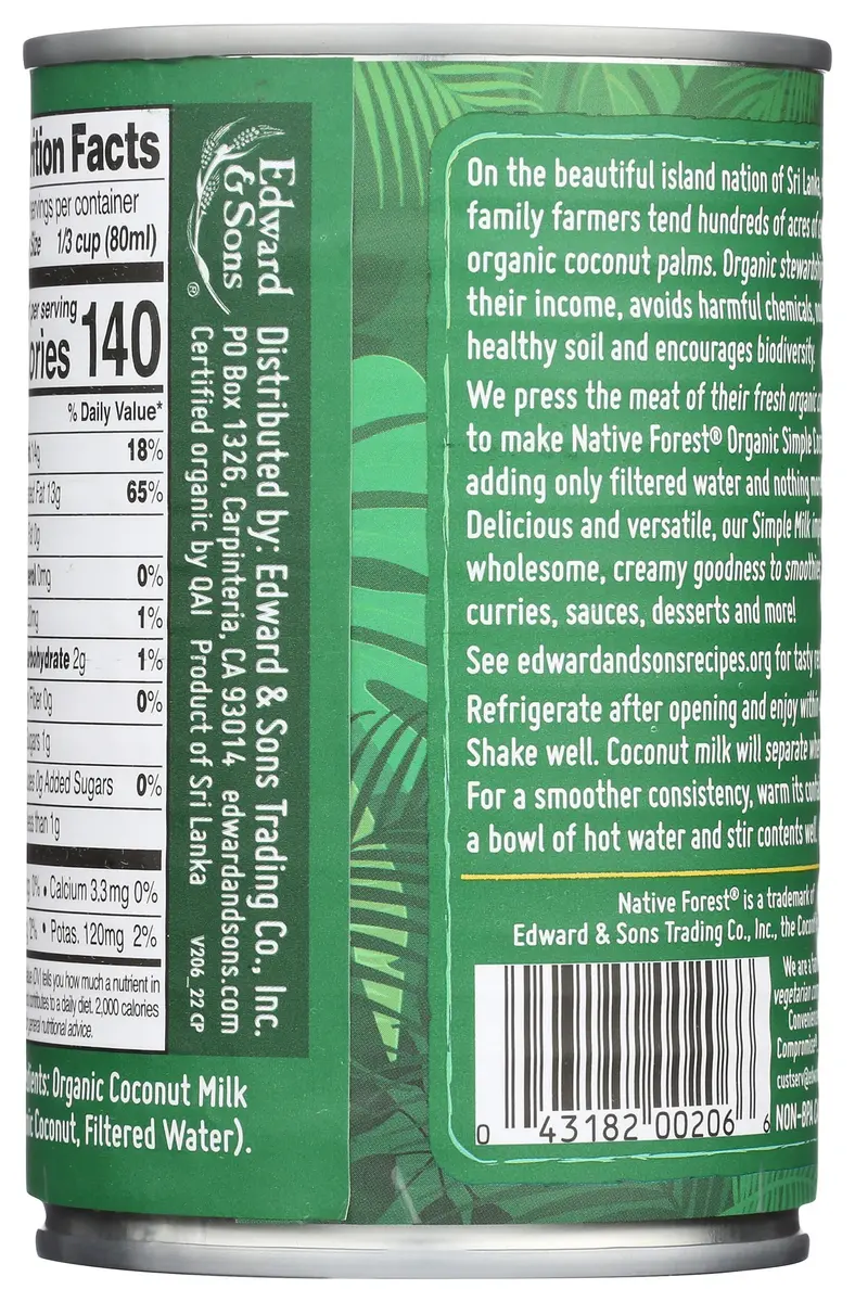 Native Forest Organic Coconut Milk Unsweetened - 13.5 Fl Oz | Vegan, Gluten-Free, Non-GMO - view 2