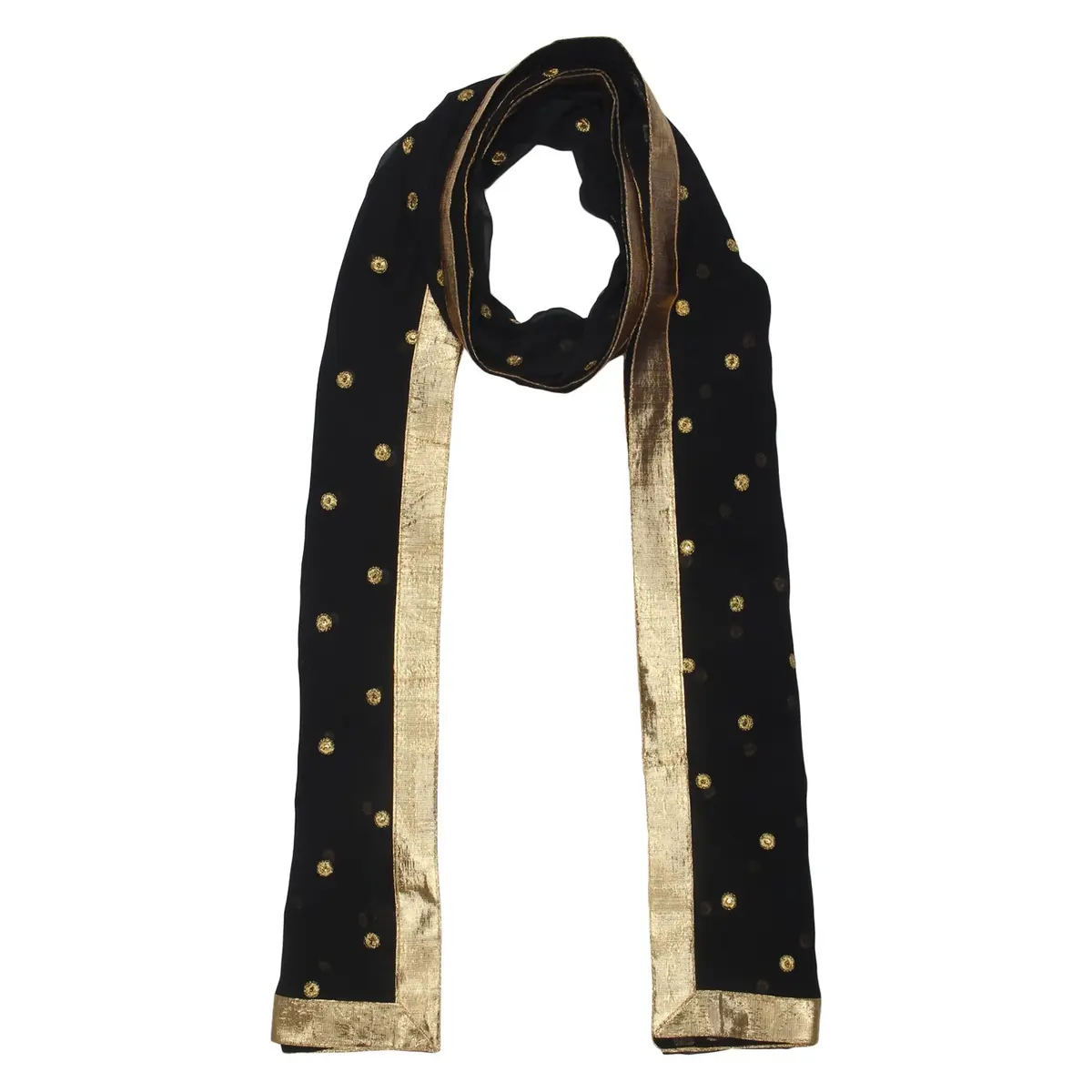DUPATTA BAZAAR Black Embroidered Chiffon Dupatta 235cm x 92cm | Soft & Flowy Traditional Wrap - view 4