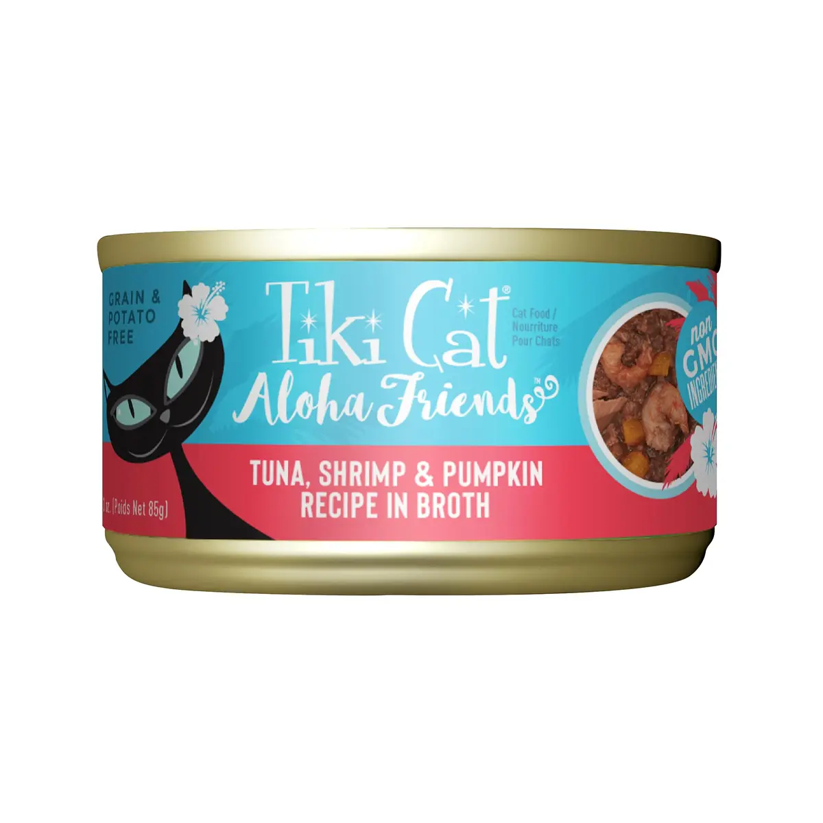 TIKI PETS Tiki Cat Aloha Friends Wet Cat Food, Tuna, Shrimp & Pumpkin, 3oz Can | Grain-Free, High Moisture, Protein-Rich - main product image