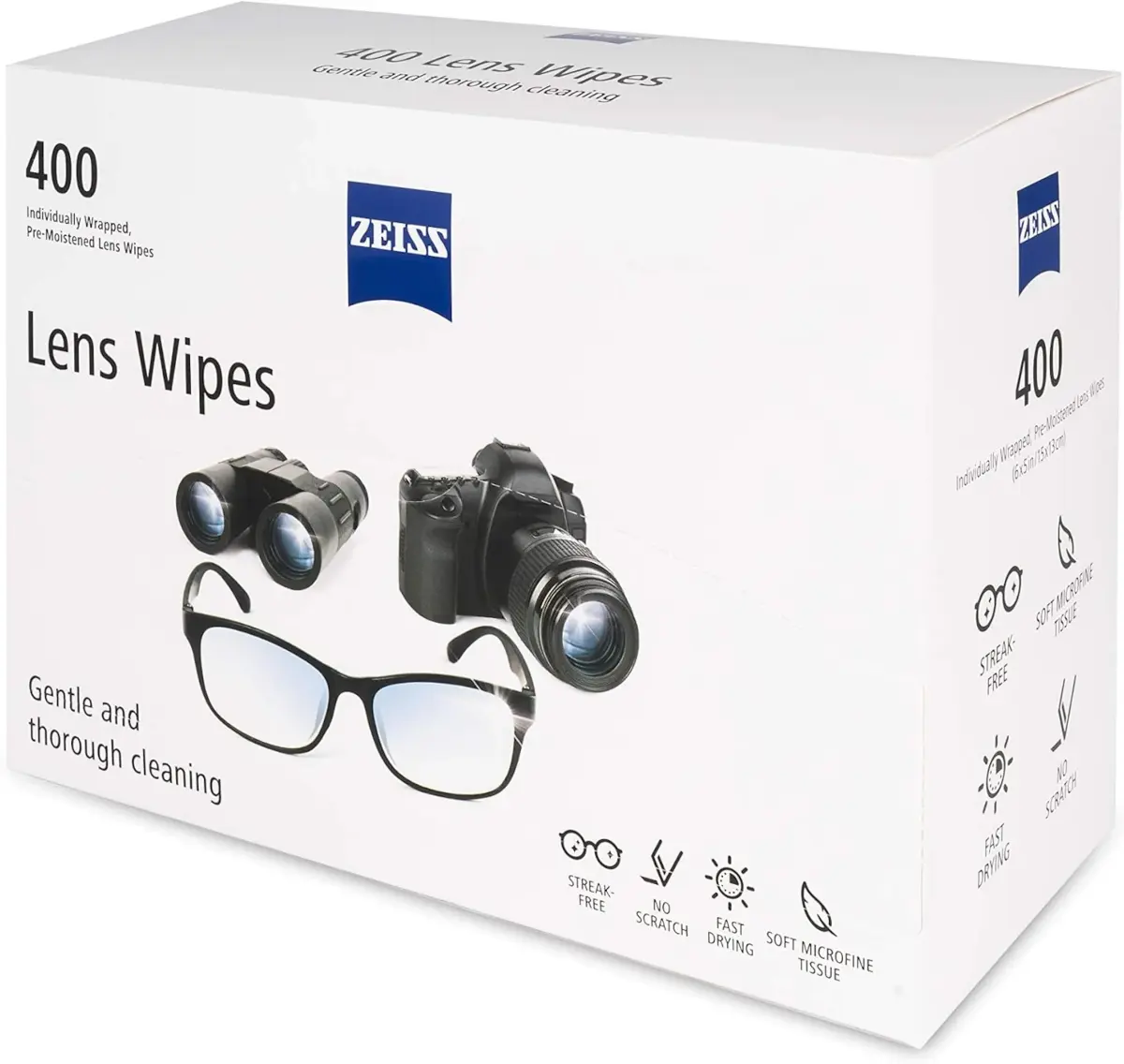 ZEISS Pre-Moistened Lens Wipes 400 Count | Streak-Free Clarity for All Optics - view 2
