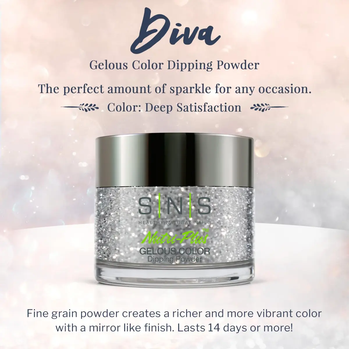 SNS Nail Dip Powder Diva Collection DC07 (1.5 oz / 44.36 ml) | Long-Lasting Glitter Manicure - view 2