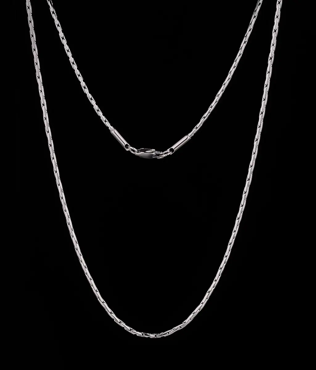 TRUSUPER 2mm Stainless Steel Chain Necklace for Men & Women, 40.64cm (16 inches) | Polished Boston Link Chain with Lobster Clasp - view 2