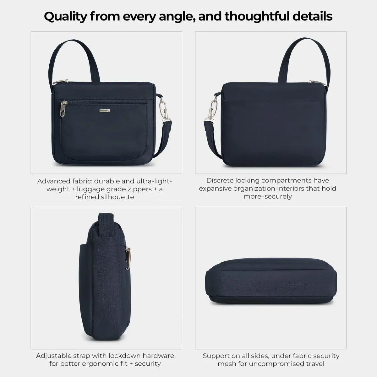 Travelon Anti-Theft Classic Small East/West Crossbody | RFID & Slash-Resistant Security - view 5