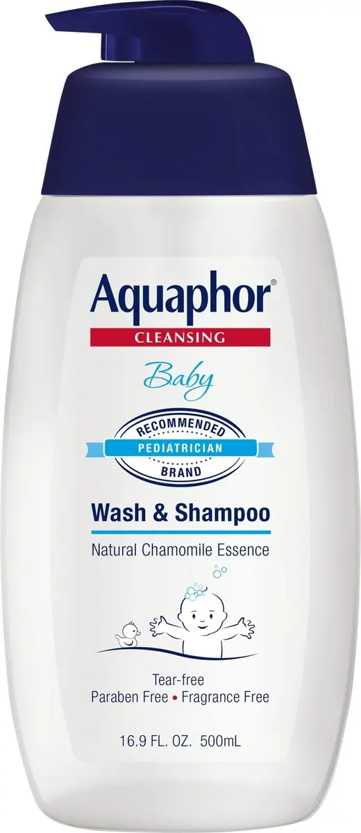 Aquaphor Baby Wash and Shampoo 500ml (16.9 fl. oz.) | Tear-Free Gentle Cleanser for Sensitive Skin - main product image