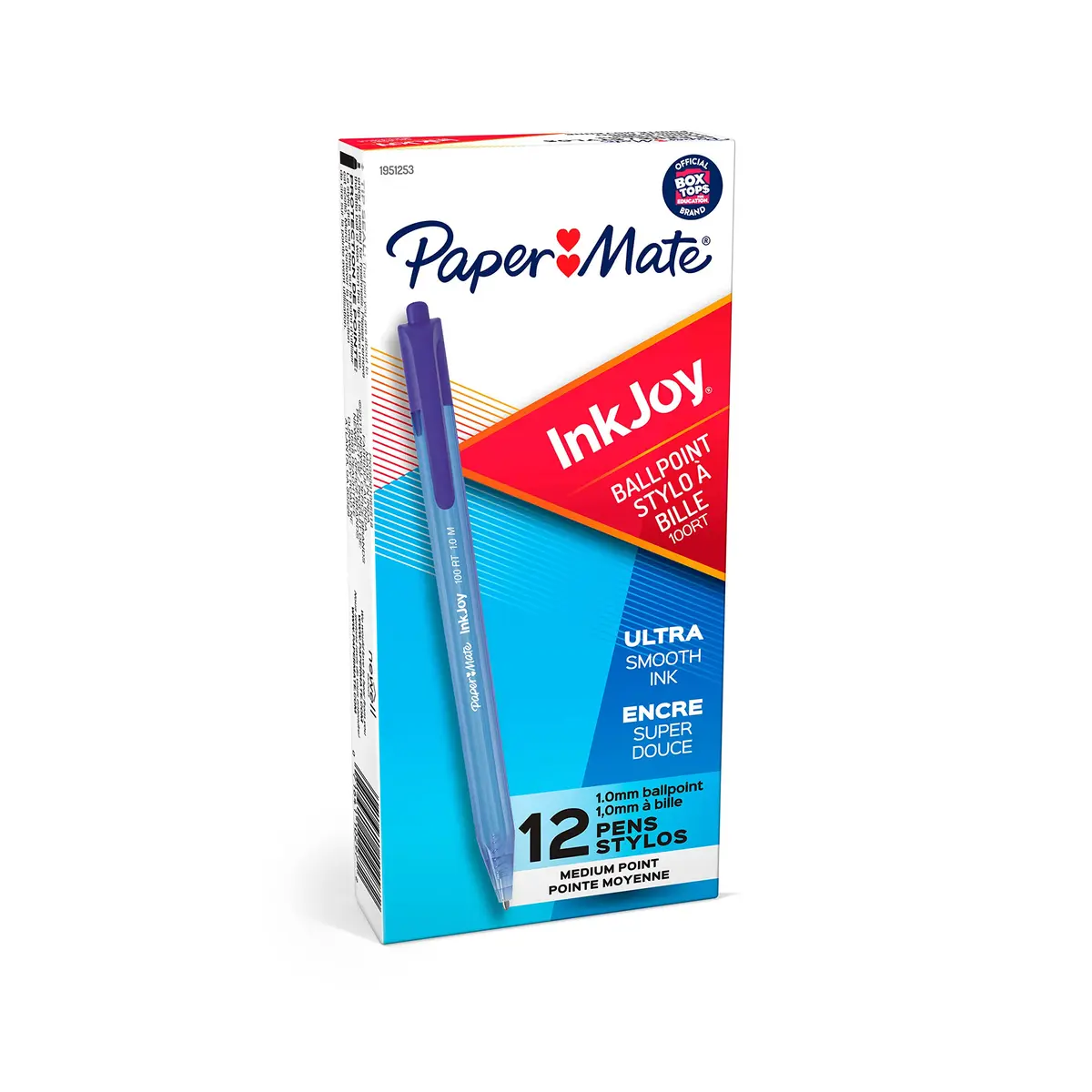 Paper Mate InkJoy 100RT Ballpoint Pens, Retractable, Medium Point (1.0mm), Blue Ink, 12 Count | Smooth Ink & Reliable Lines - main product image