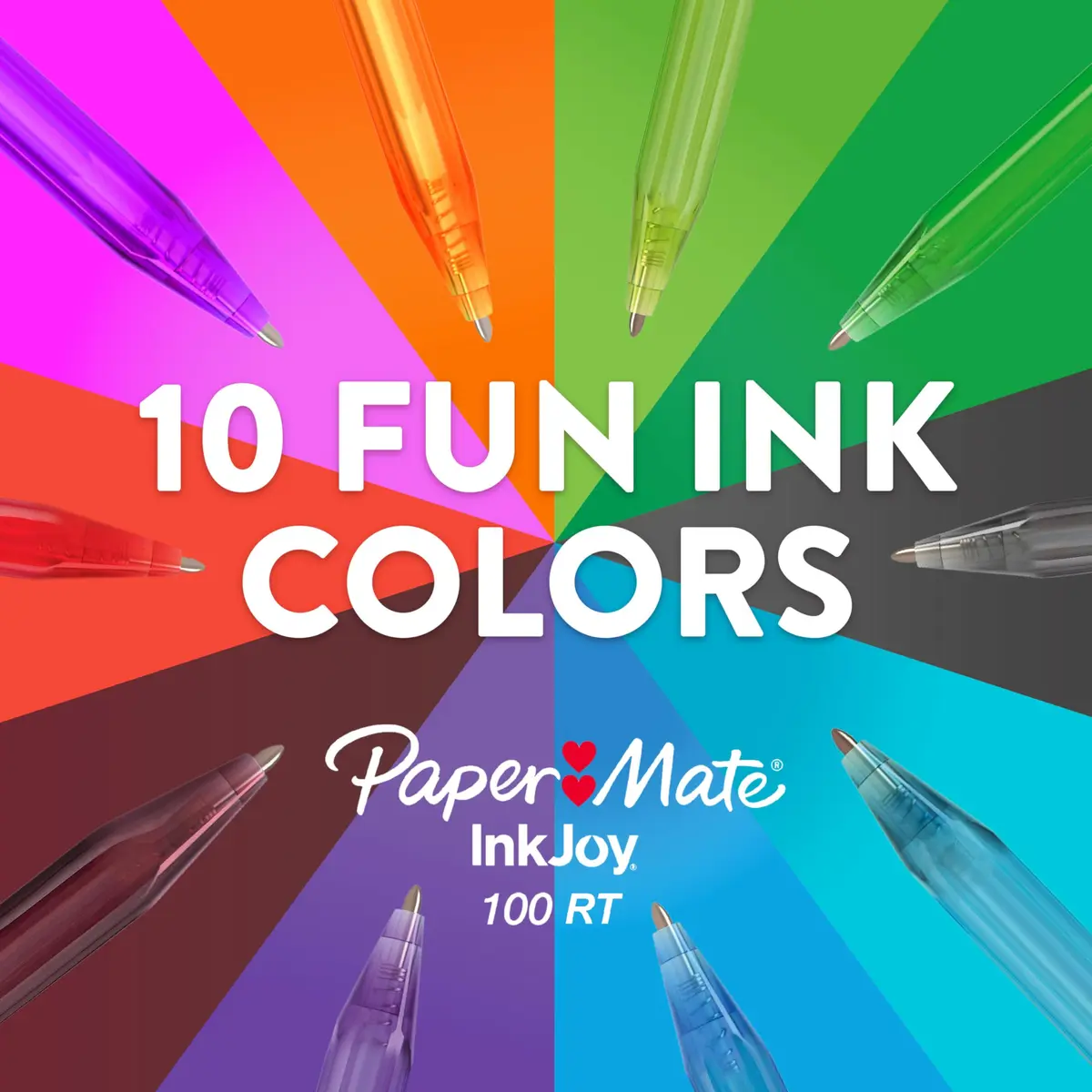 Paper Mate InkJoy 100RT Ballpoint Pens, Retractable, Medium Point (1.0mm), Red Ink, 12 Count | Ultra Smooth Ink for School & Office - view 5