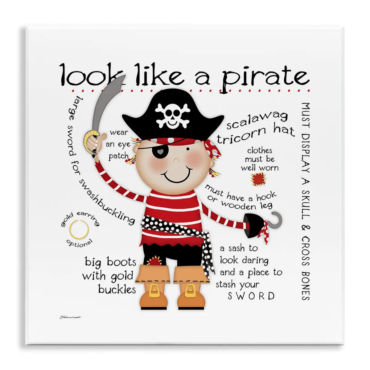 Stupell Industries Pirate Fantasy Ocean Adventure Wall Plaque 12 x 12 Inches | Imaginative Kids Room Decor - main product image