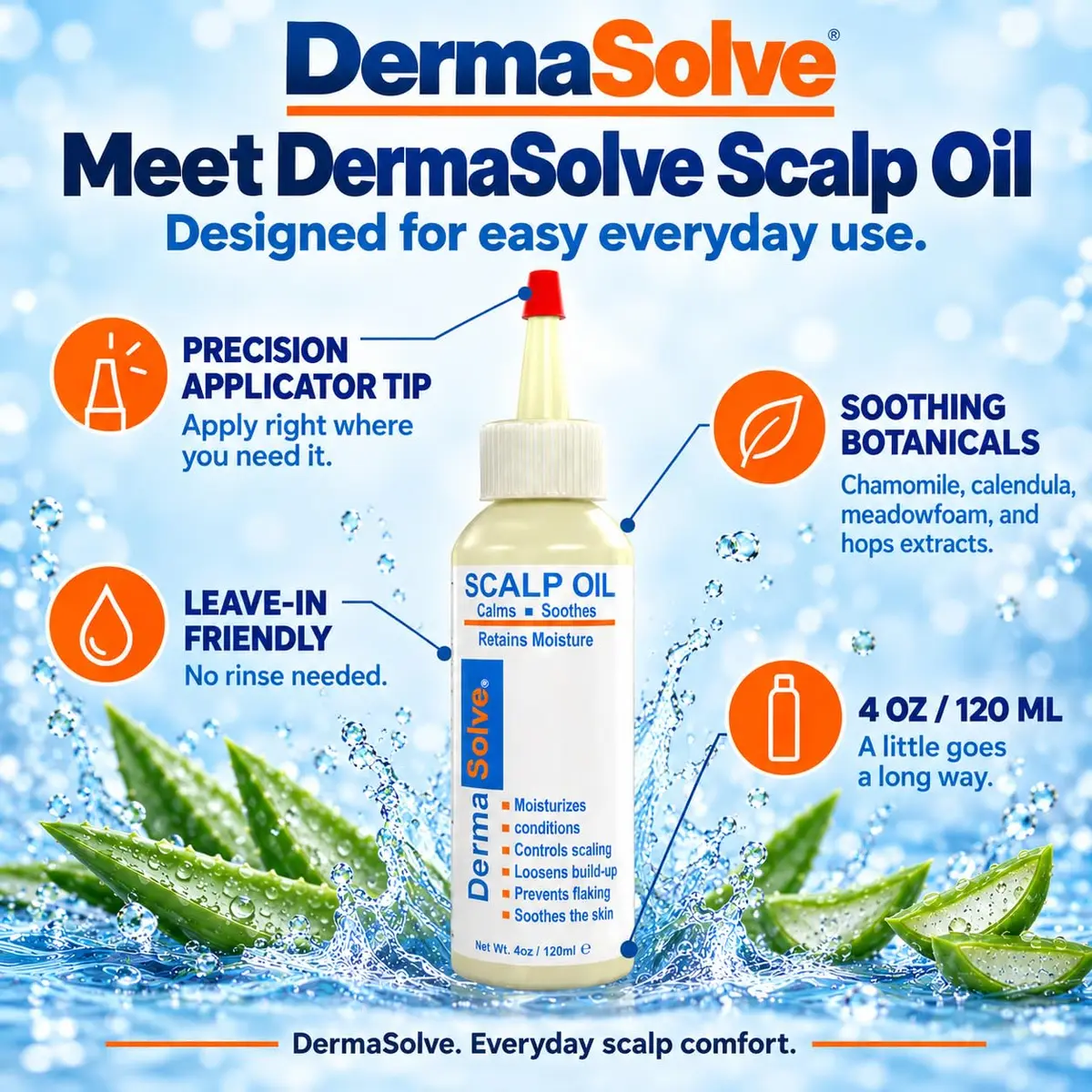 Dermasolve Scalp Oil for Dry Itchy Scalp 4 oz | Loosens Flakes & Buildup, Hypoallergenic, 2-Pack - view 9