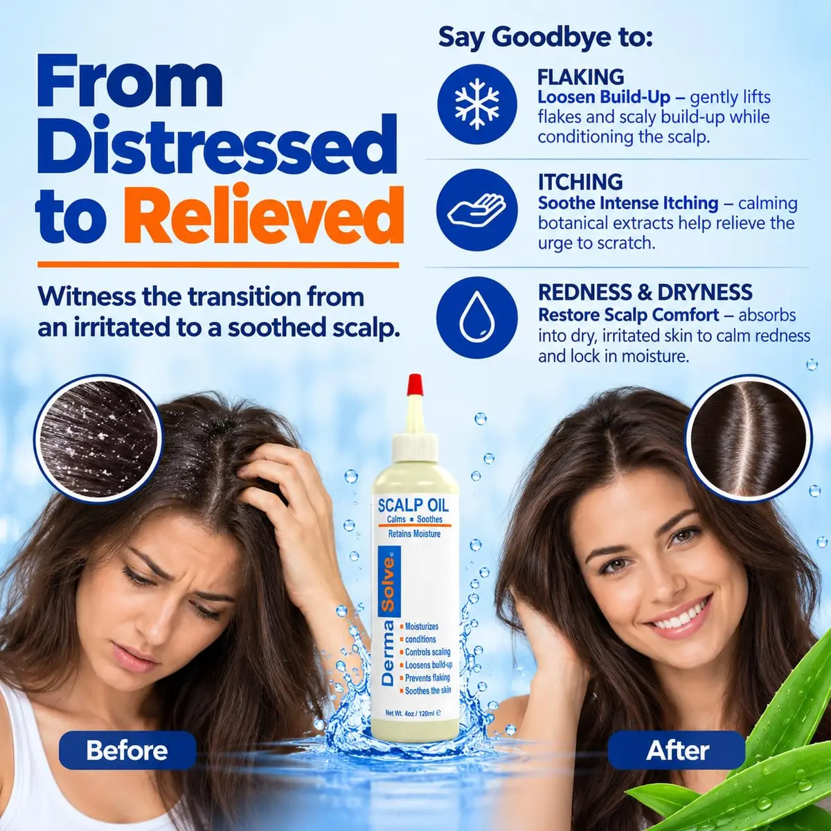 Dermasolve Scalp Oil for Dry Itchy Scalp 4 oz | Loosens Flakes & Buildup, Hypoallergenic, 2-Pack - view 2