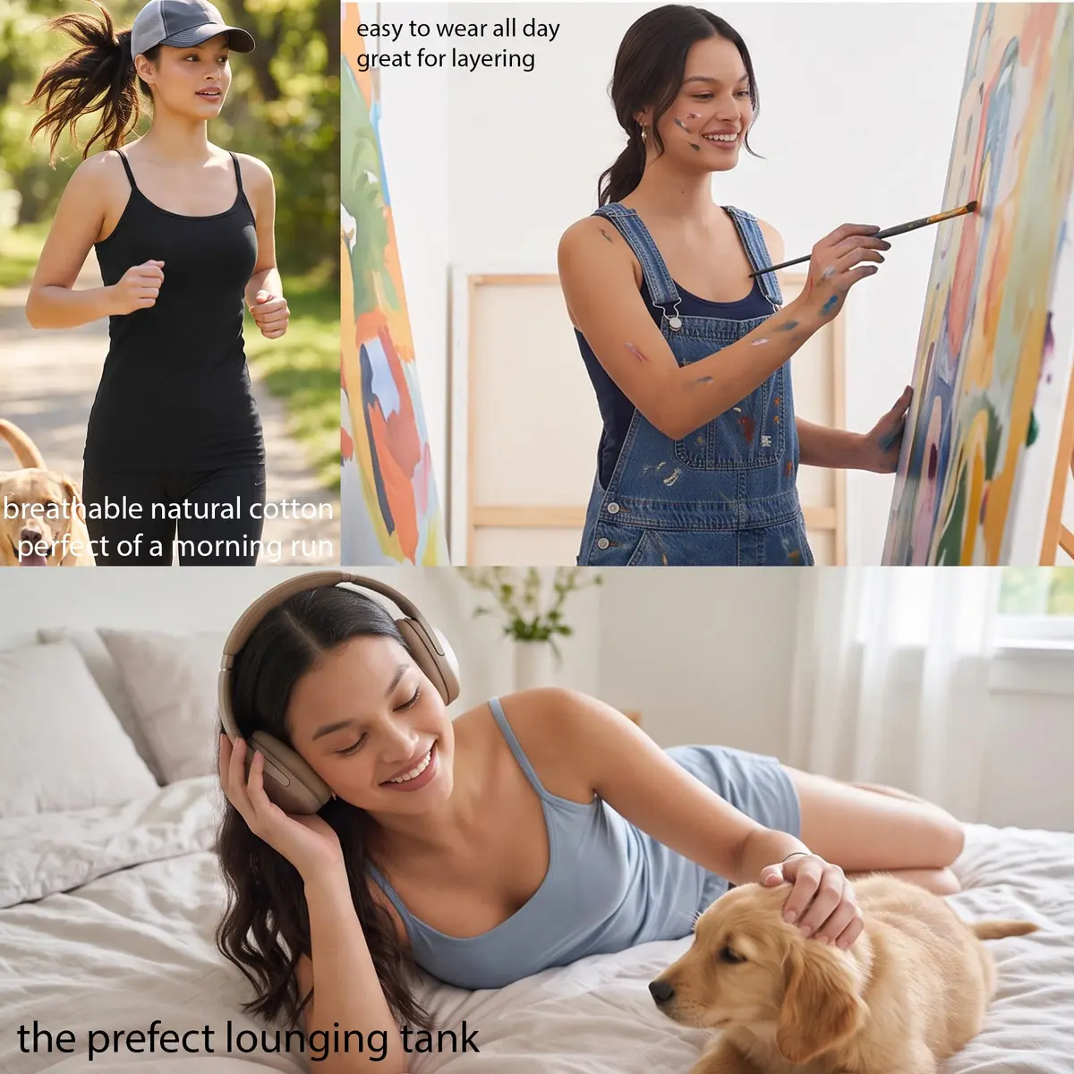 Emmalise Women Camisole Built-in Fabric Bra Wireless Support Long Torso Cami, Mocha Medium | All-Day Comfort & Support - view 7