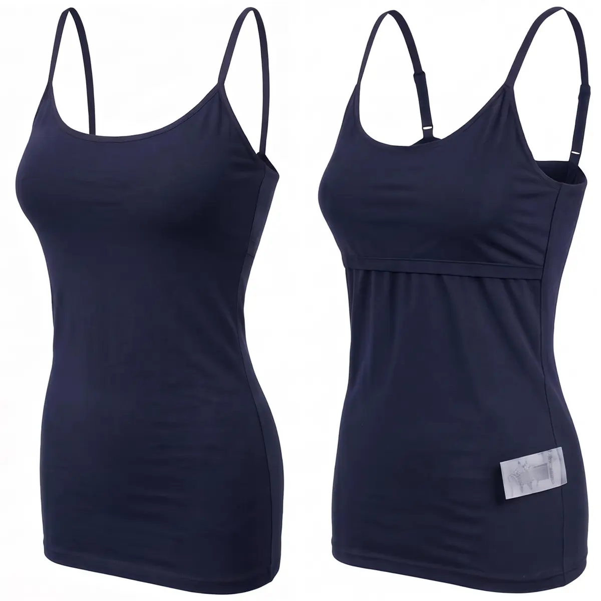 Emmalise Women Camisole Built-in Fabric Bra Wireless Support Long Torso Cami, Mustard Small | Breathable Cotton Blend, All-Day Comfort - view 3